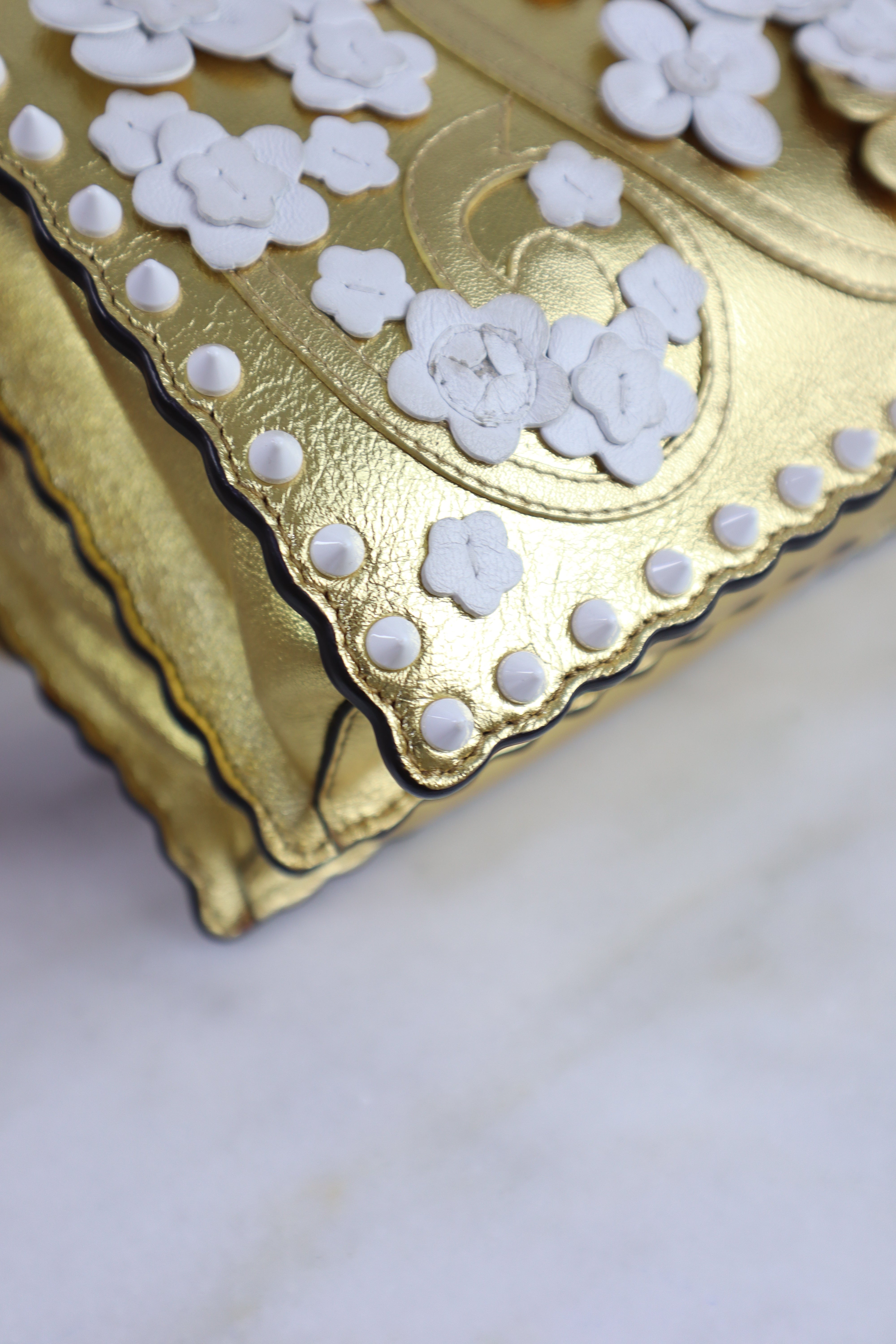 Fendi Bicolor Floral Metallic Kan I Monster Shoulder Bag