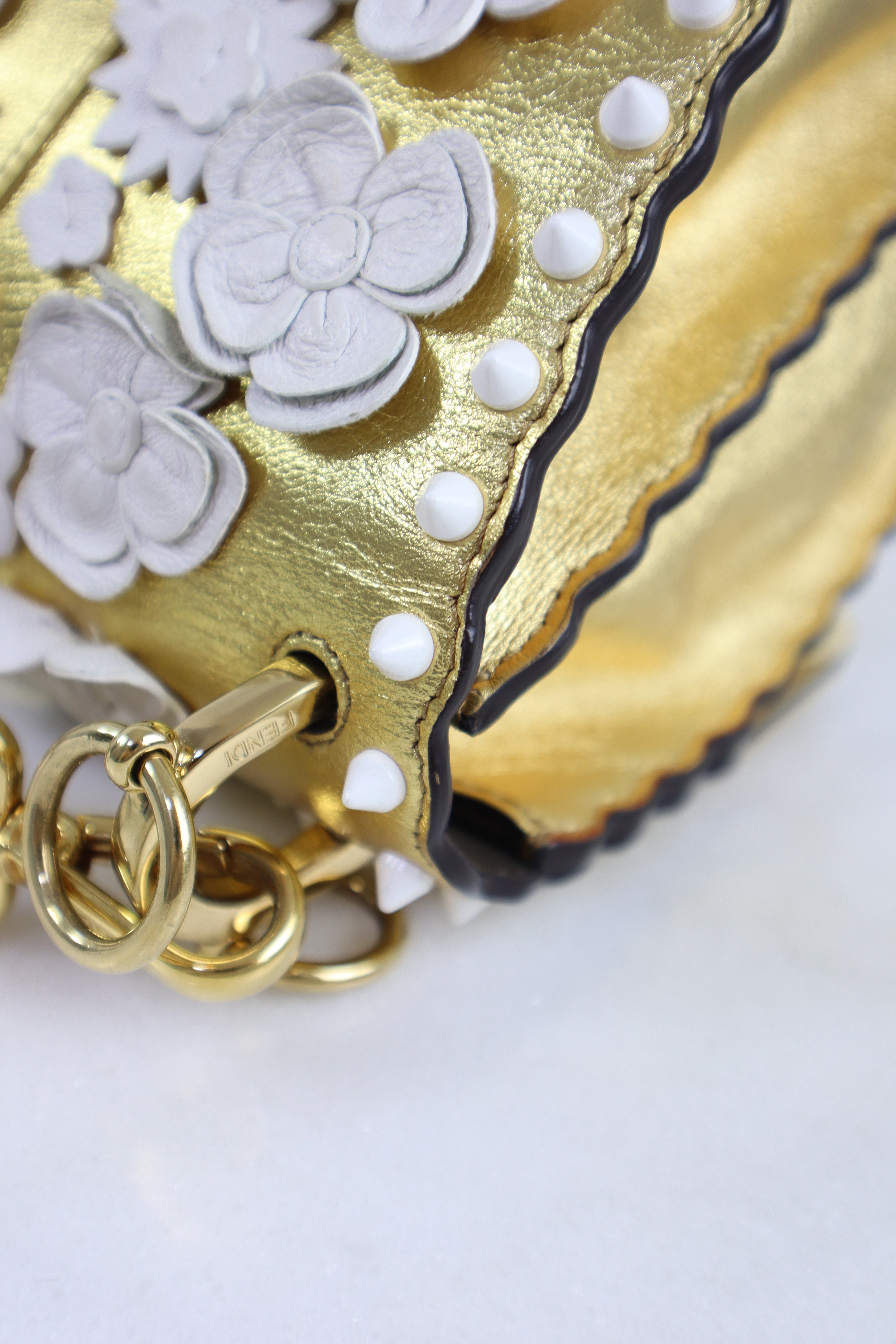 Fendi Bicolor Floral Metallic Kan I Monster Shoulder Bag