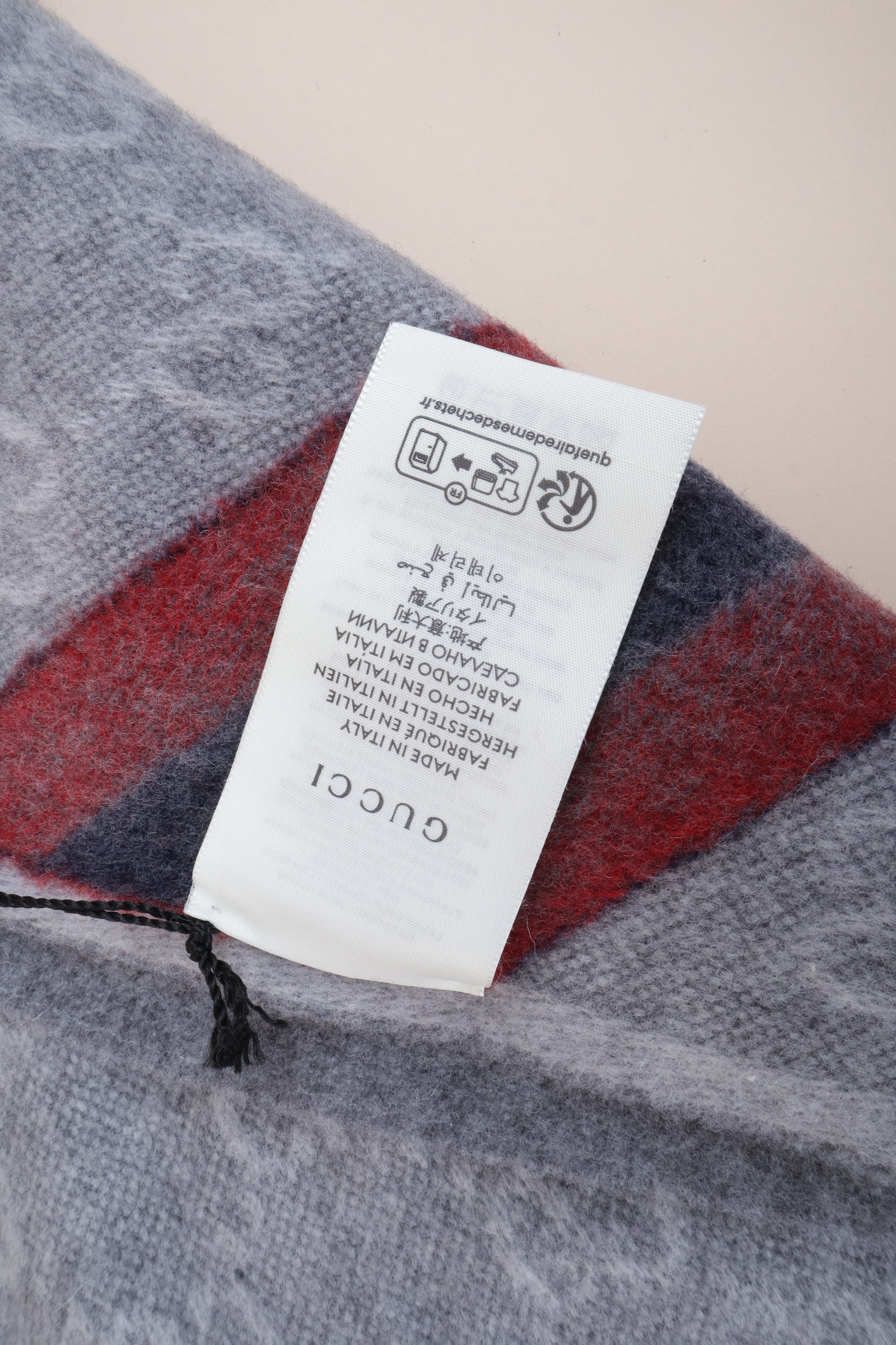 Gucci Bicolor Nikky Web Fringe Wool Scarf