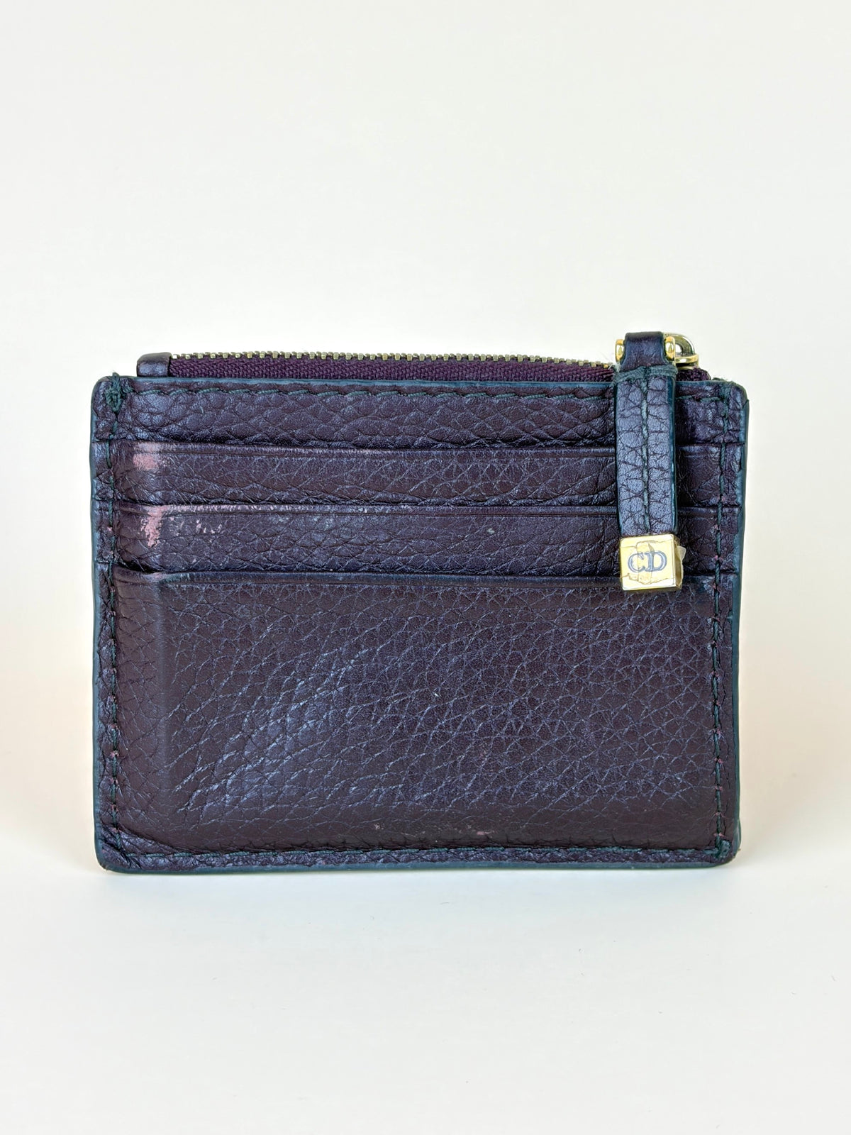 Dior Burgundy leather zip card holder