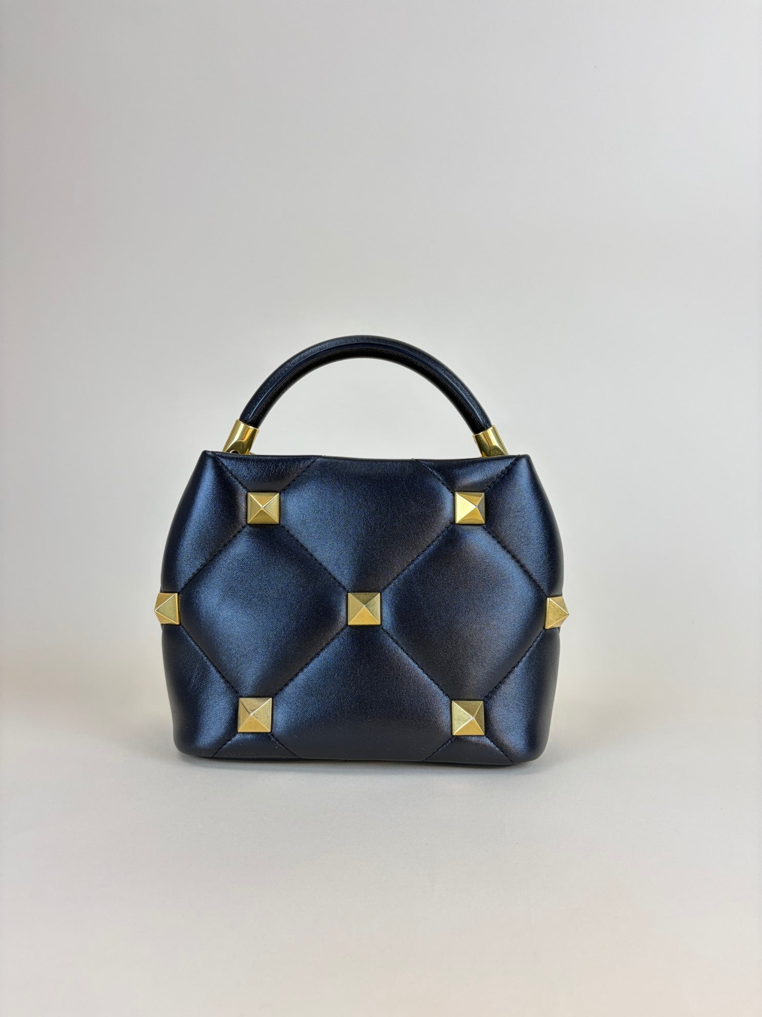 Valentino Black Roman Stud Small Top Handle Bag