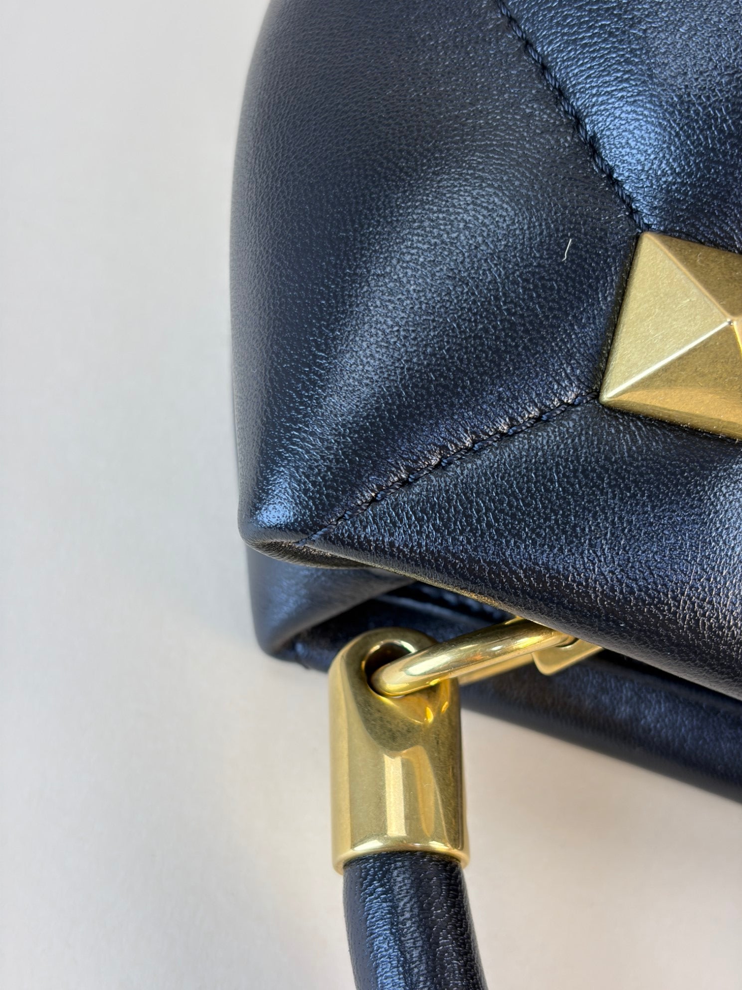 Valentino Black Roman Stud Small Top Handle Bag