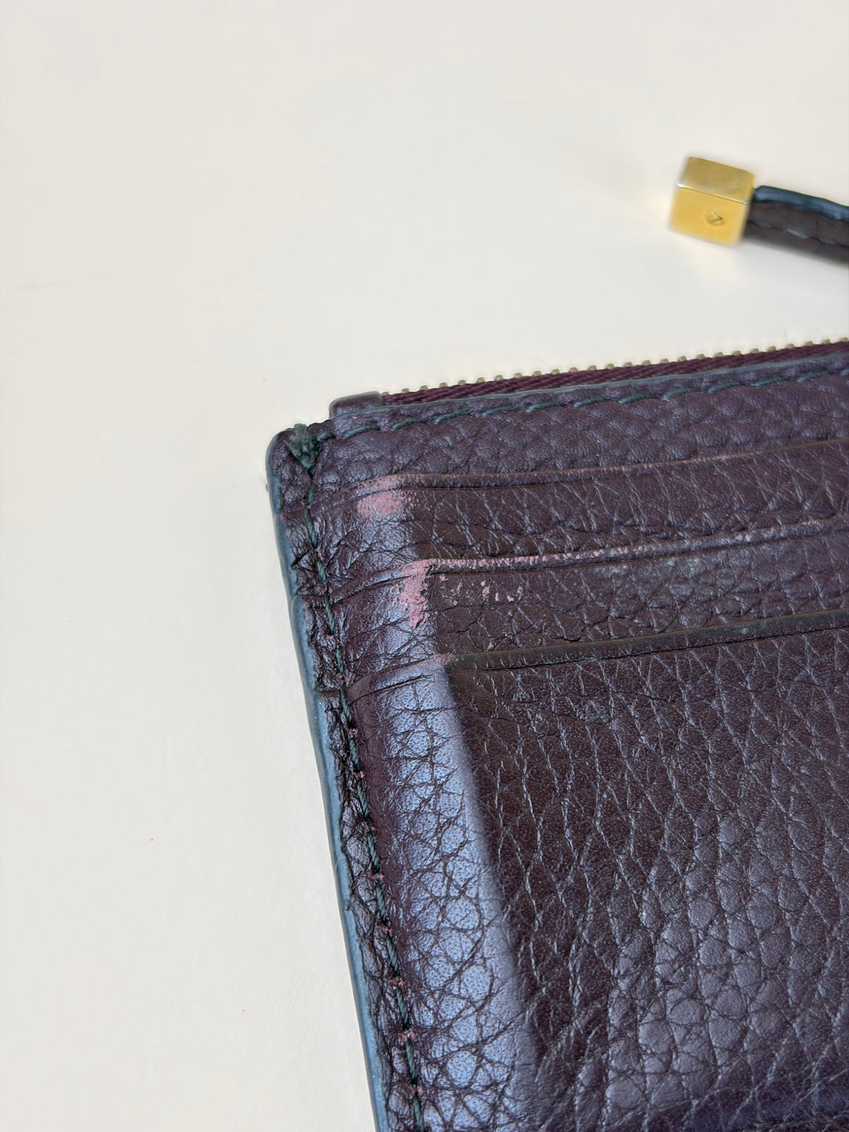 Dior Burgundy leather zip card holder