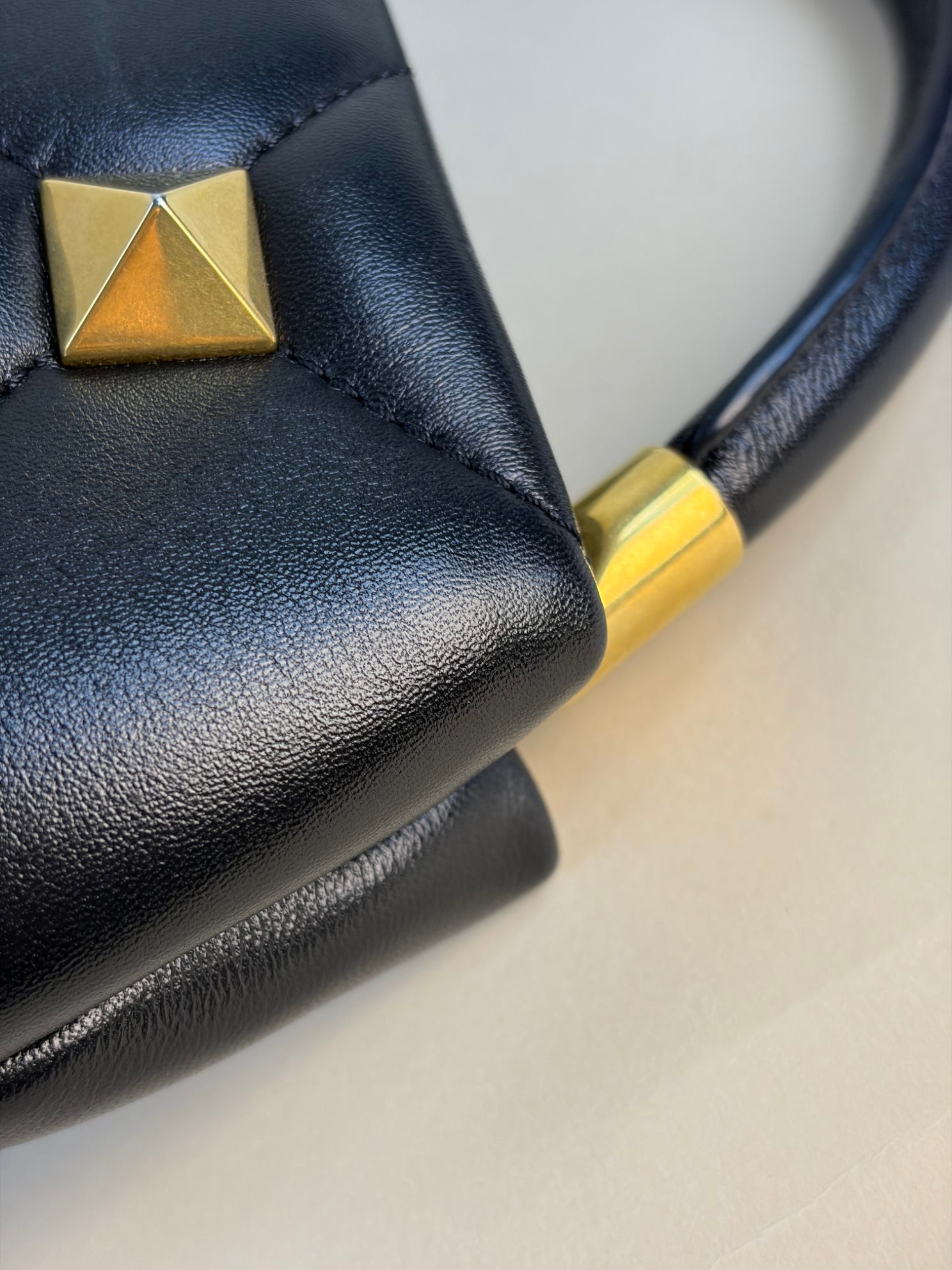 Valentino Black Roman Stud Small Top Handle Bag