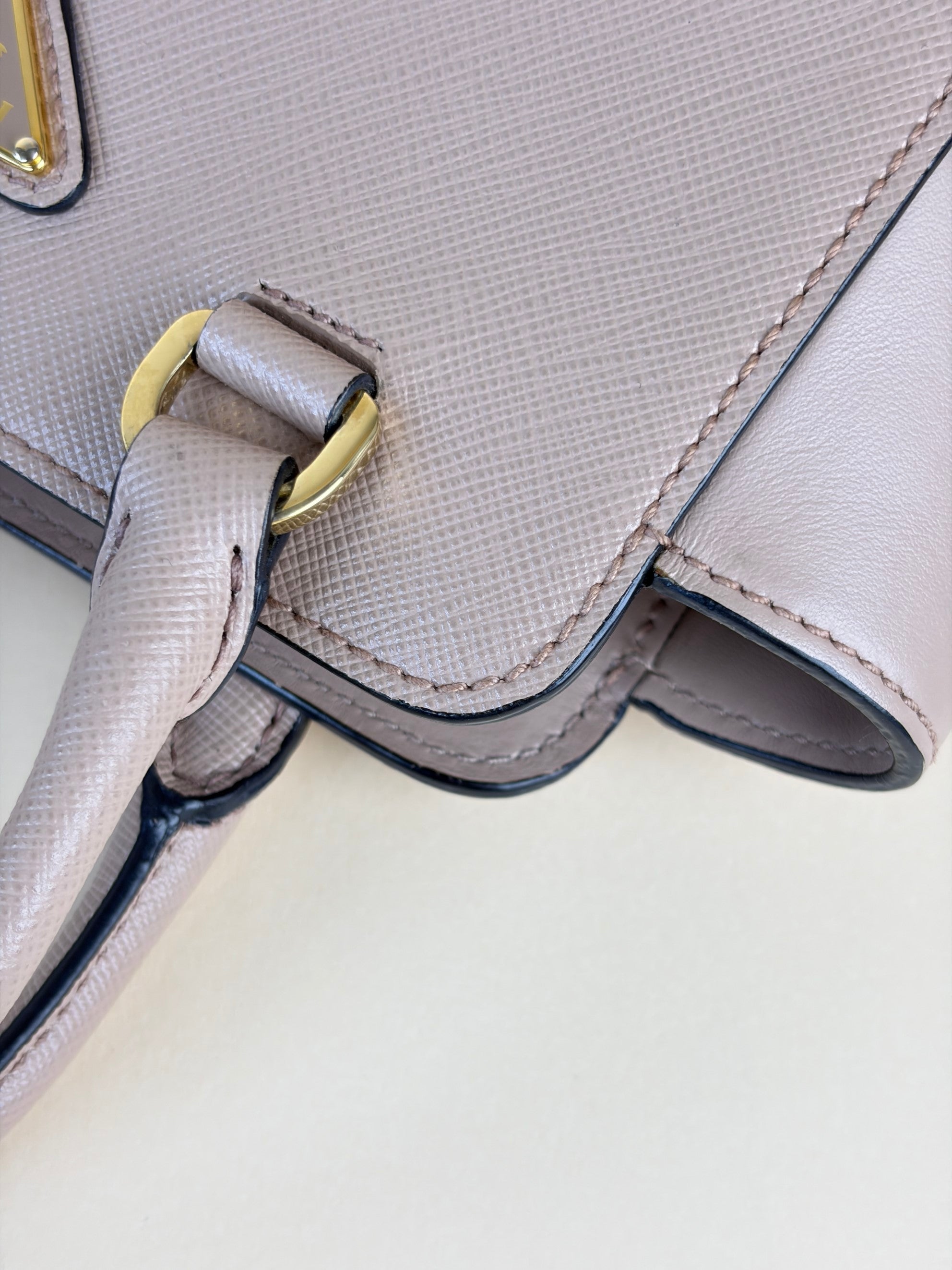 Prada saffanio soft calfskin mini zipped tote bag cipria