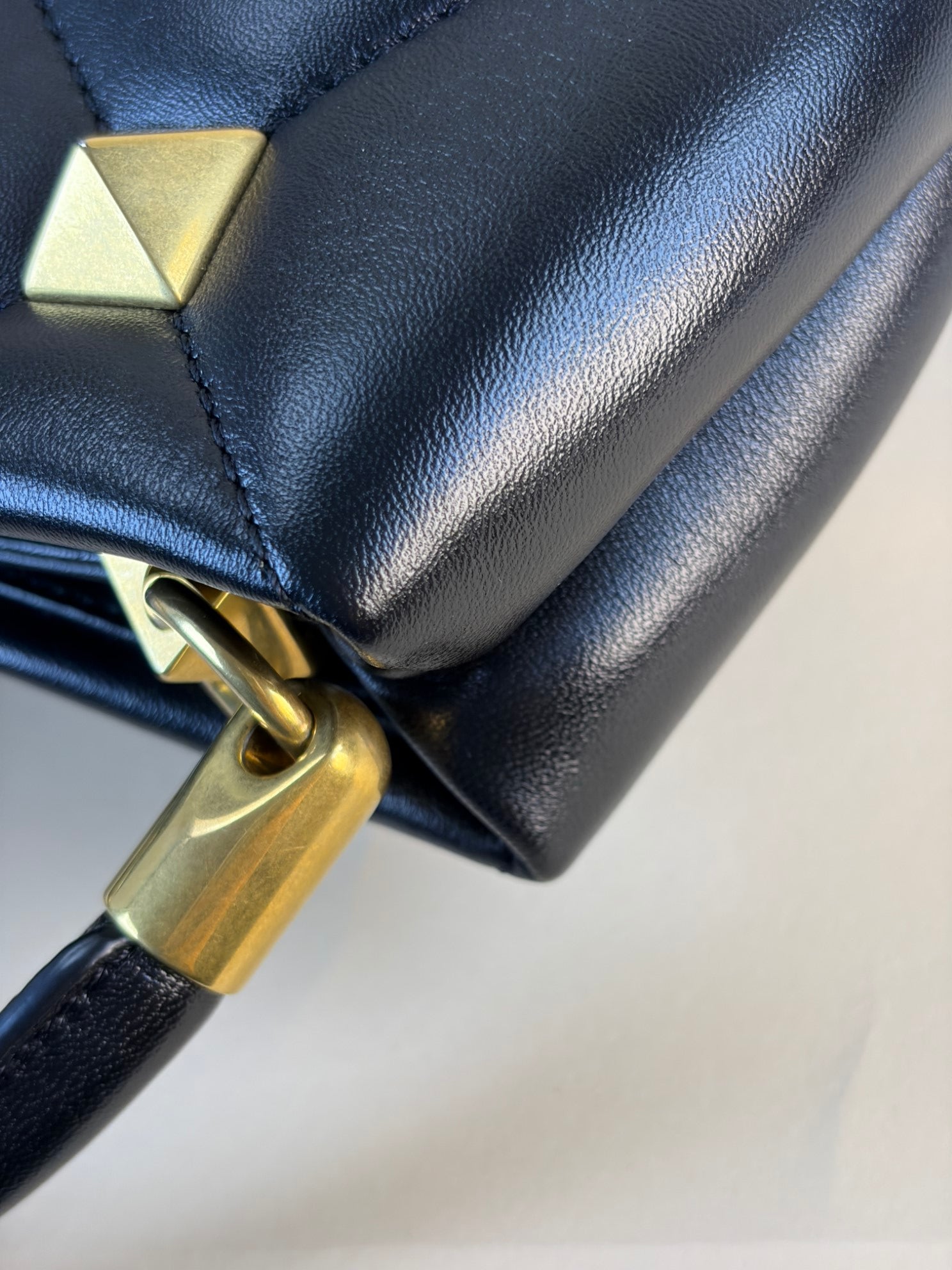 Valentino Black Roman Stud Small Top Handle Bag