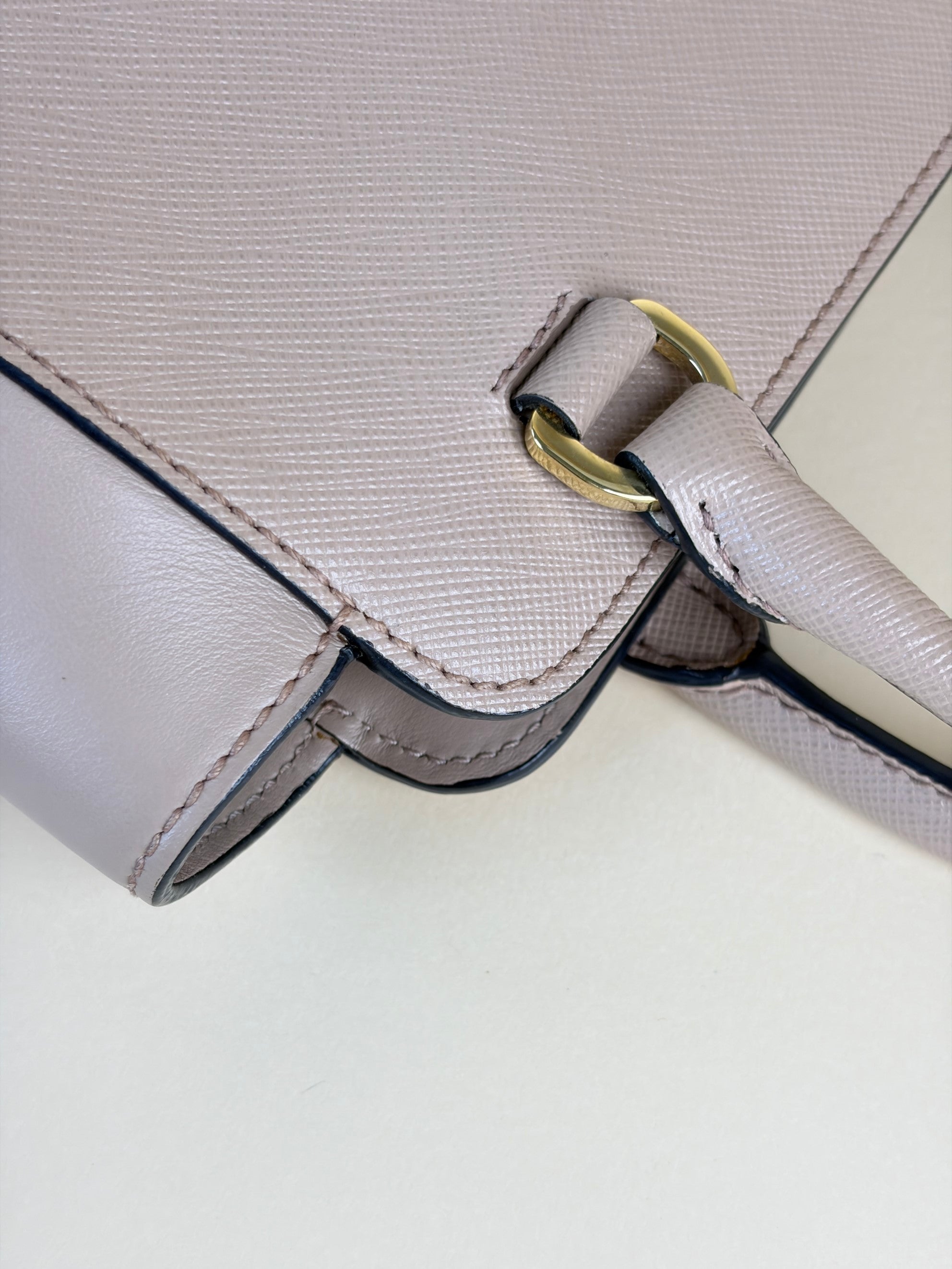Prada saffanio soft calfskin mini zipped tote bag cipria