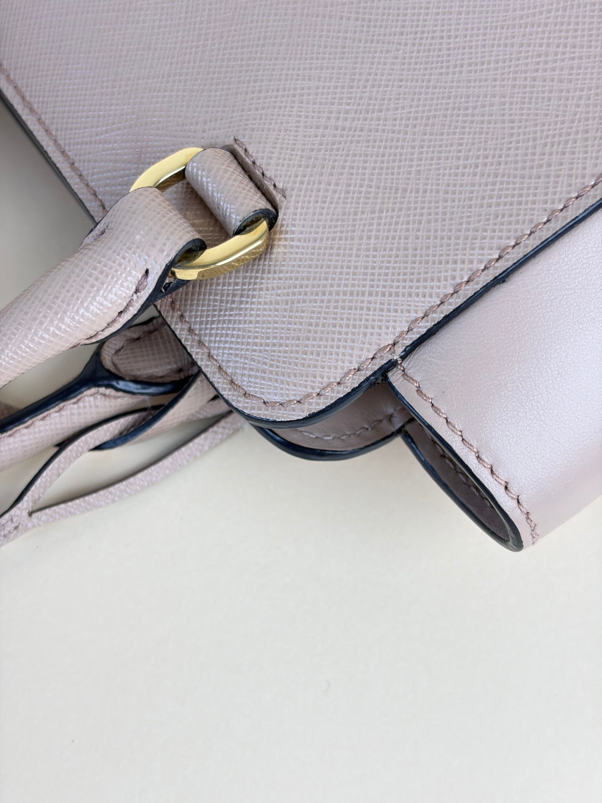 Prada saffanio soft calfskin mini zipped tote bag cipria