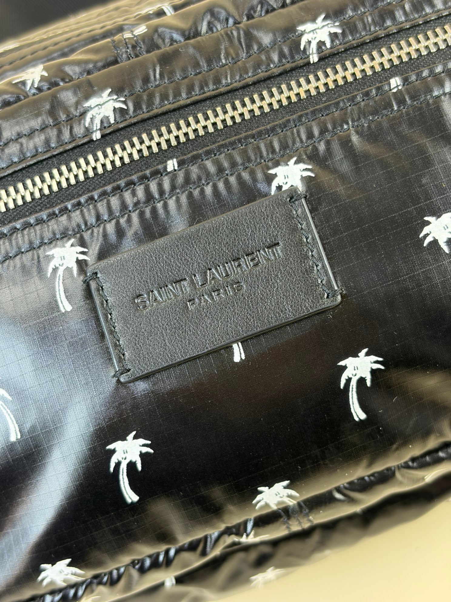 YSL  printed nylon palm nuxx black/white belt bag