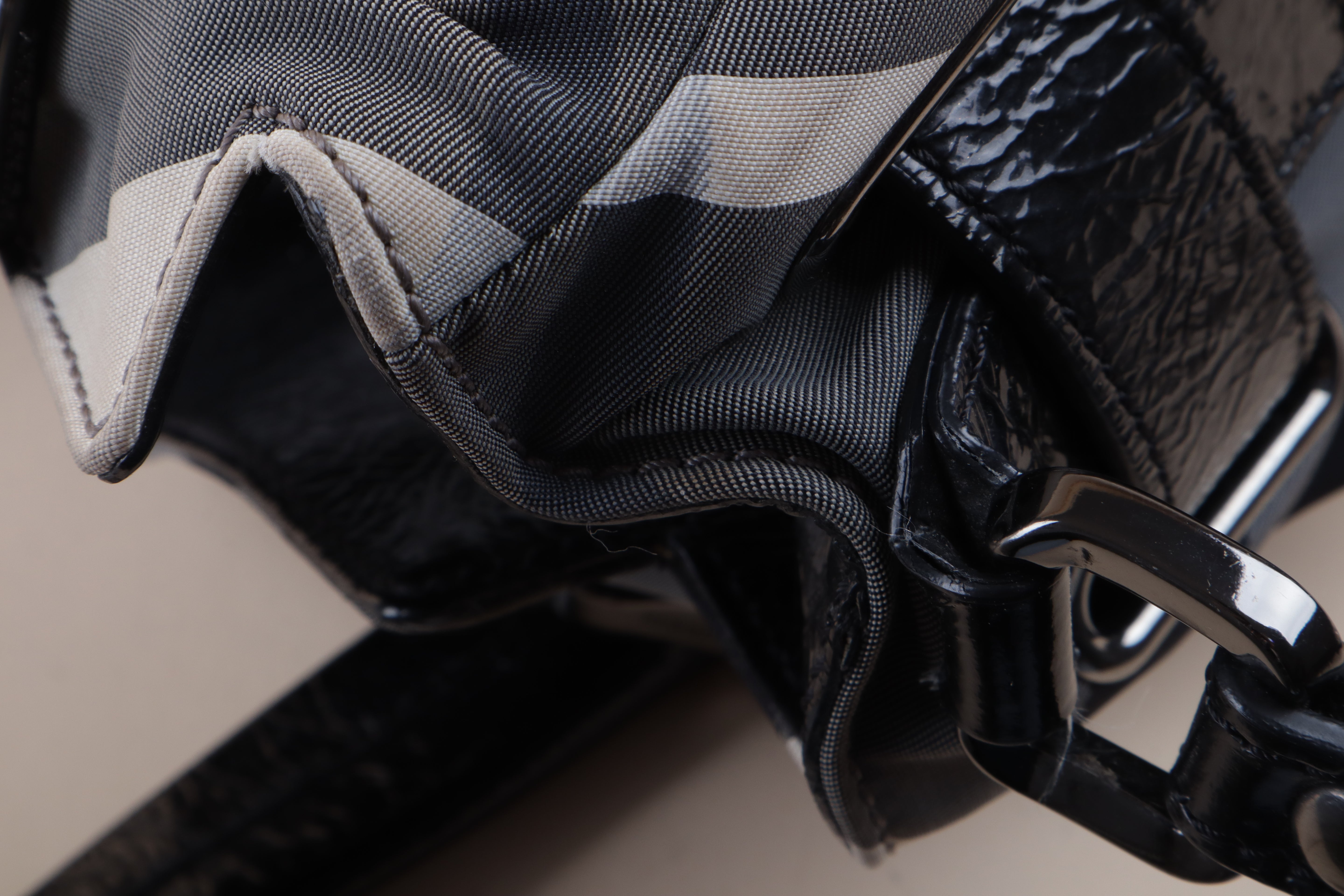 Burberry Bicolor Beat Check Nylon Shoulder Bag with Strap