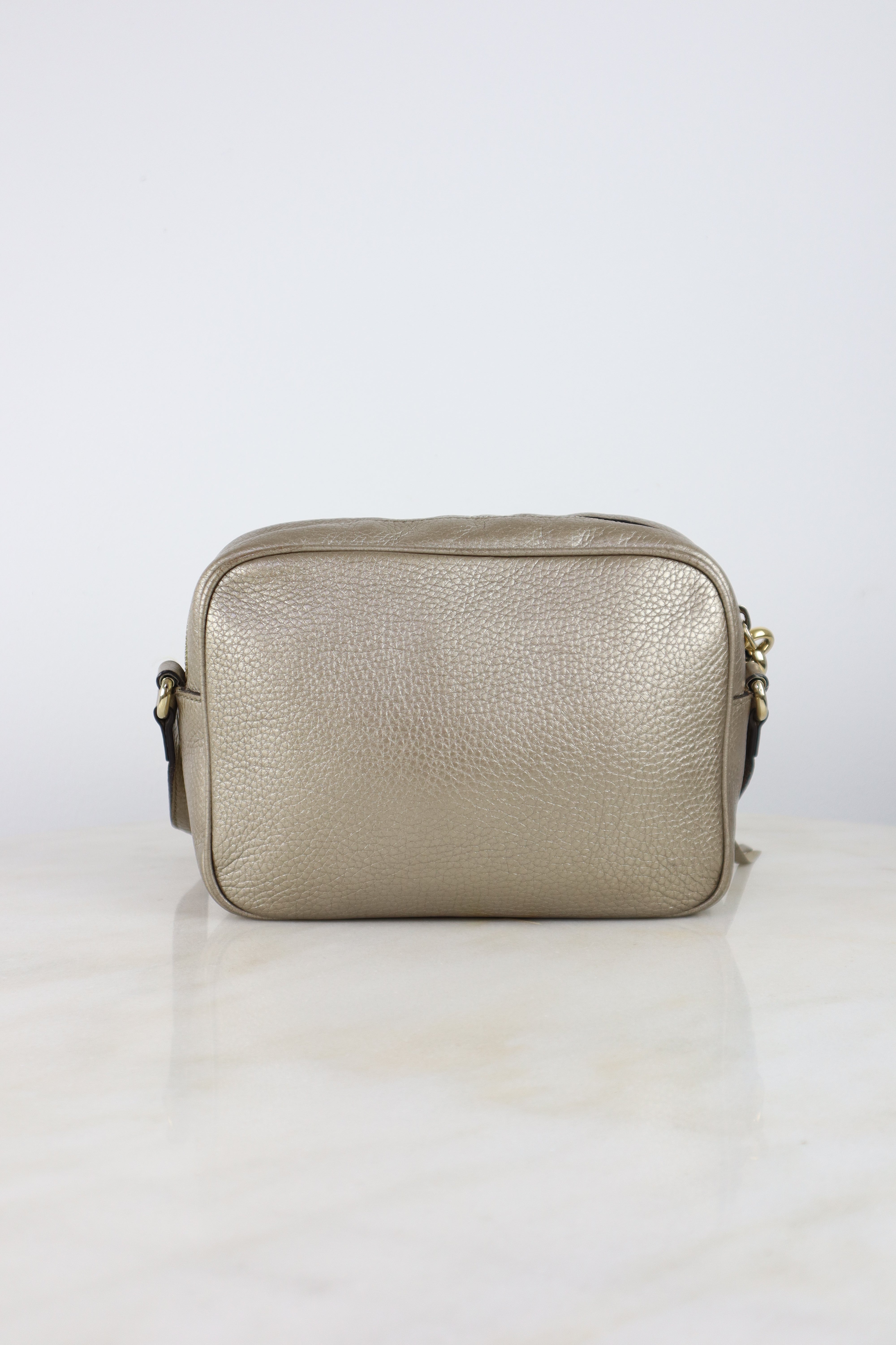 Gucci Metallic Gold Soho Camera Crossbody Bag