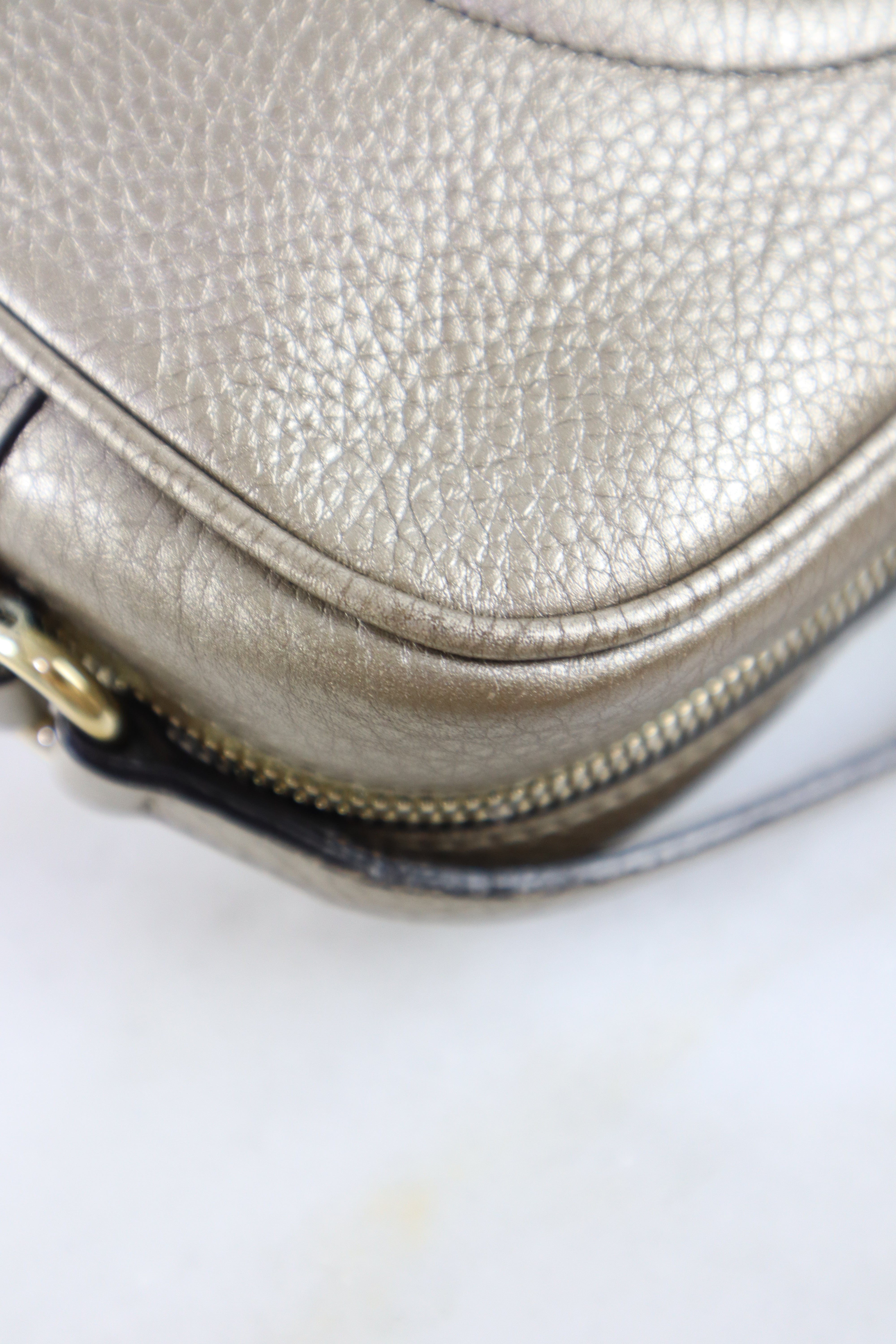Gucci Metallic Gold Soho Camera Crossbody Bag