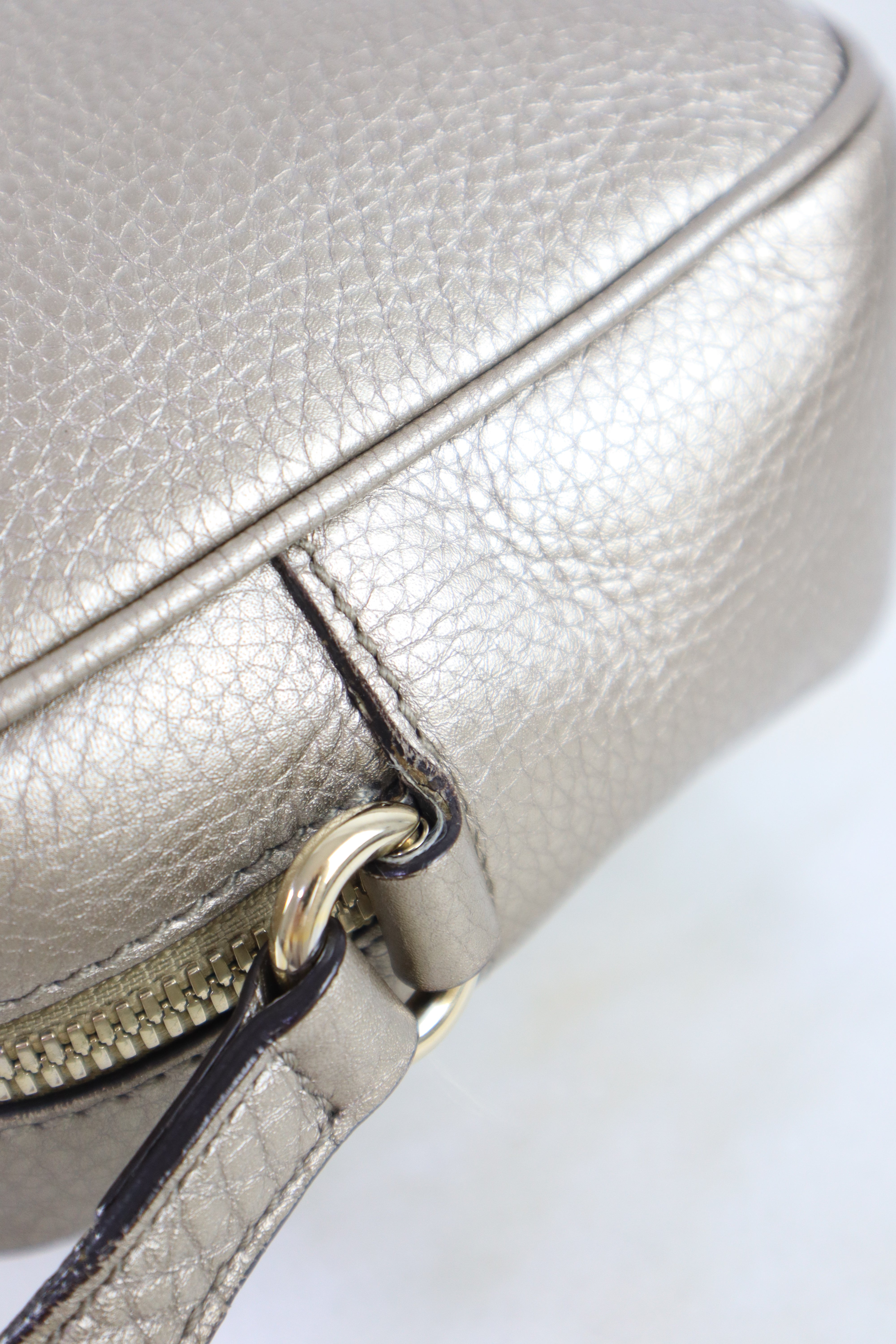 Gucci Metallic Gold Soho Camera Crossbody Bag
