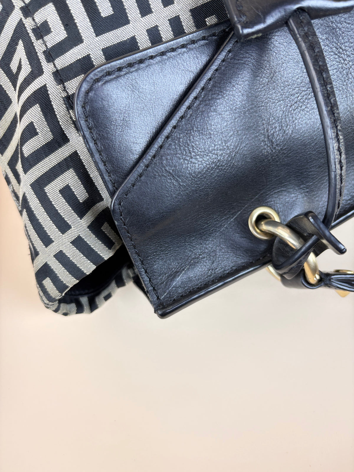 Givenchy black/white signature canvas and leather flap top