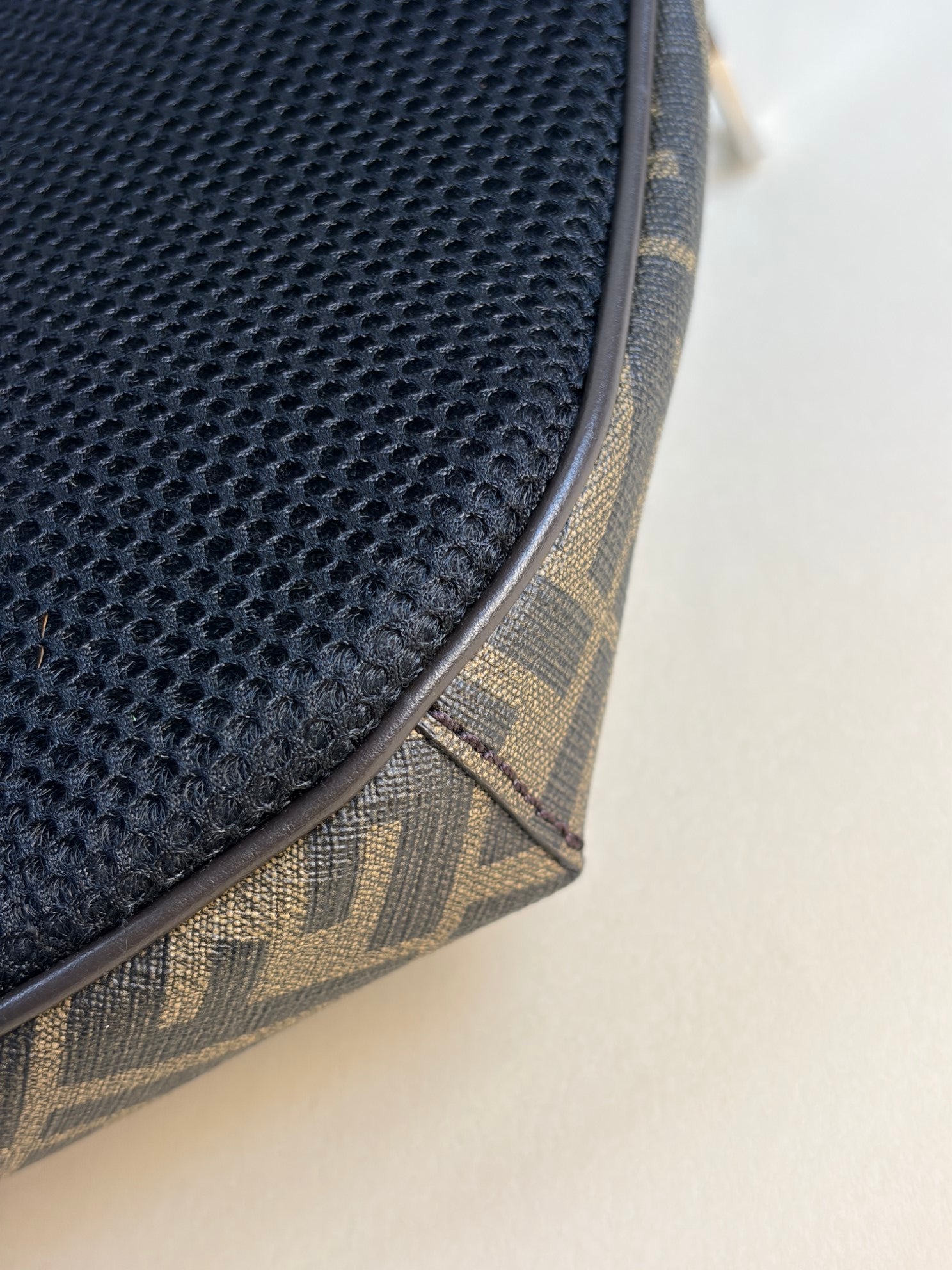 Fendi Tricolor Shiny Glazed Fabric Vitello Cover FF (1974) Logo Belt Bag