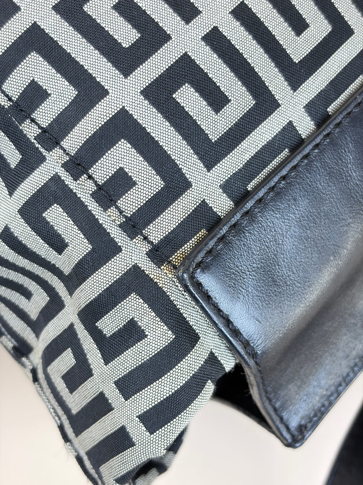 Givenchy black/white signature canvas and leather flap top