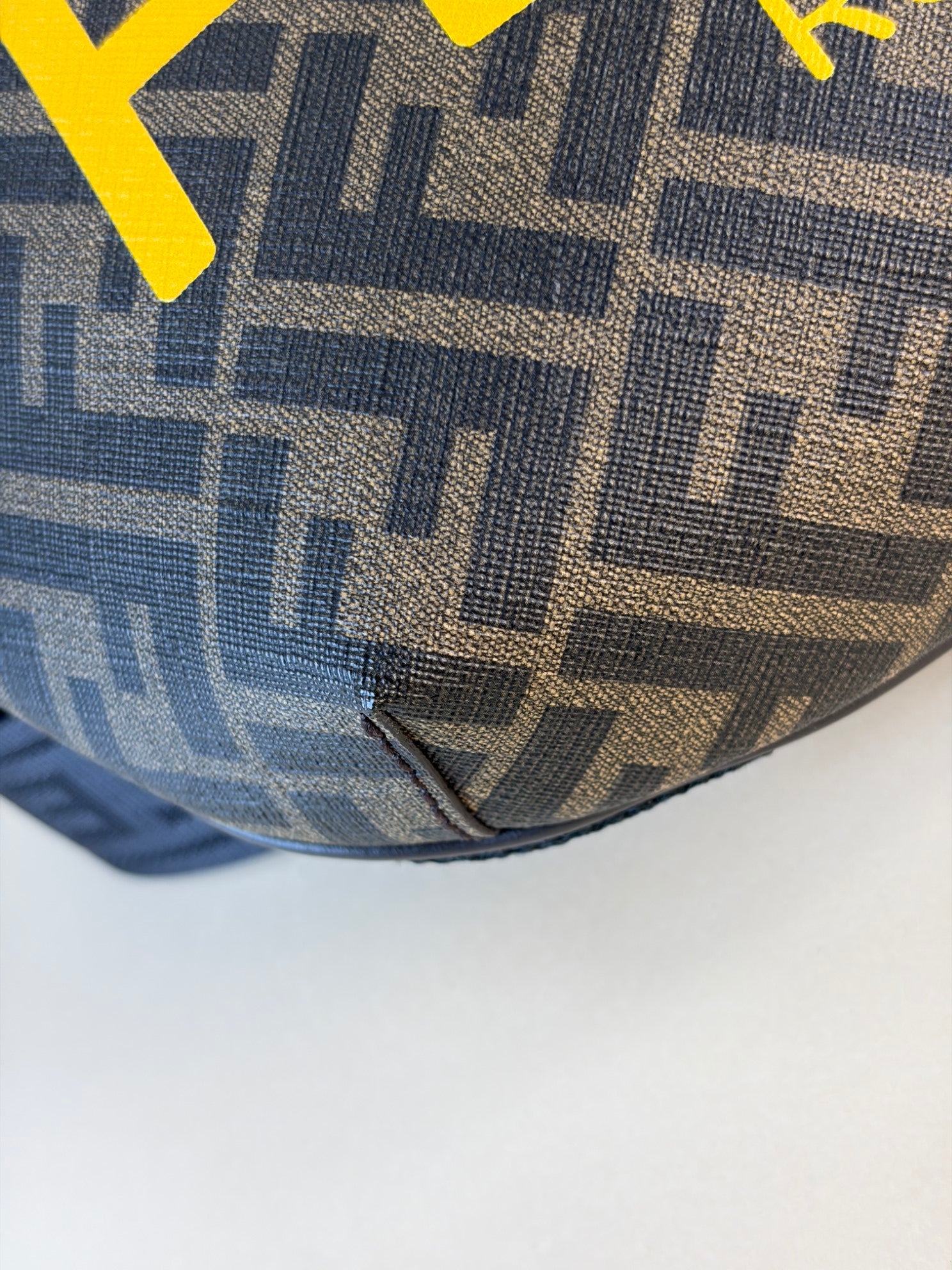 Fendi Tricolor Shiny Glazed Fabric Vitello Cover FF (1974) Logo Belt Bag