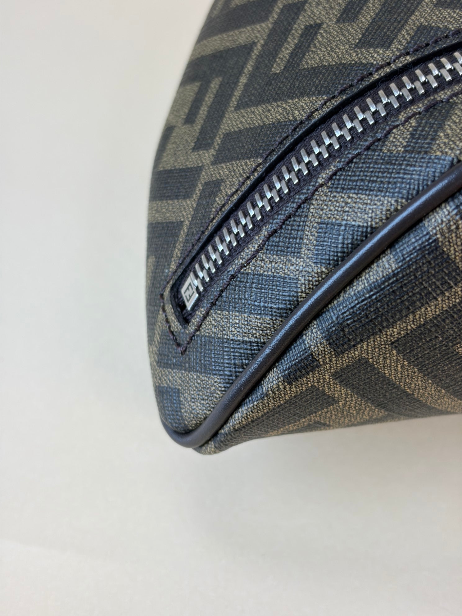 Fendi Tricolor Shiny Glazed Fabric Vitello Cover FF (1974) Logo Belt Bag