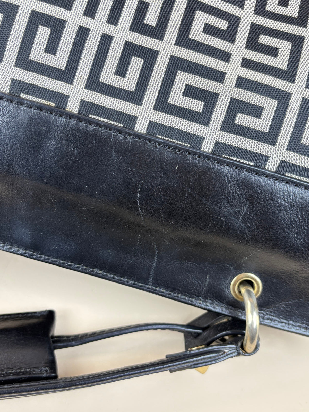Givenchy black/white signature canvas and leather flap top
