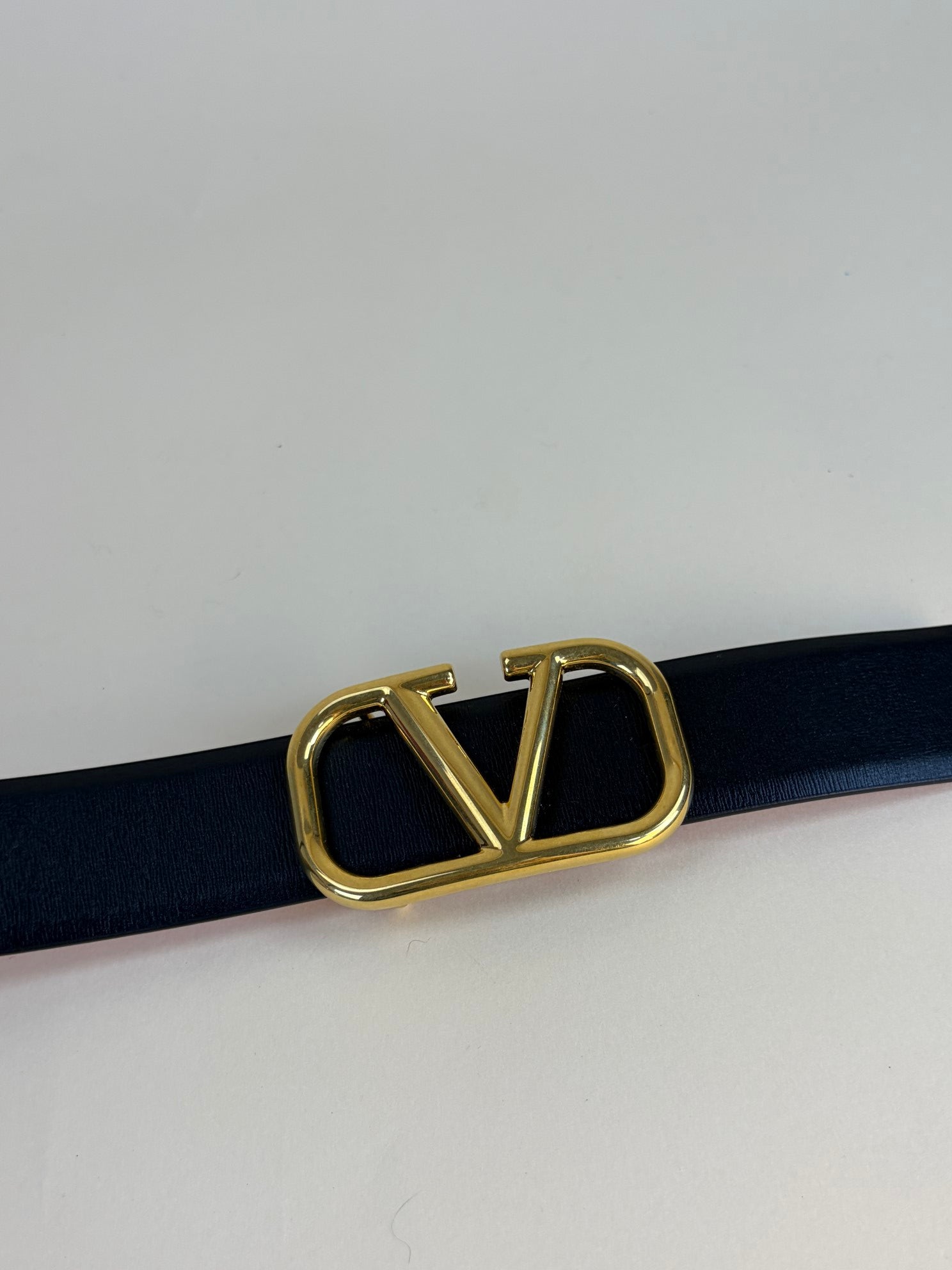 Valentino Black Vlogo Reversible Glossy 30mm Belt 36