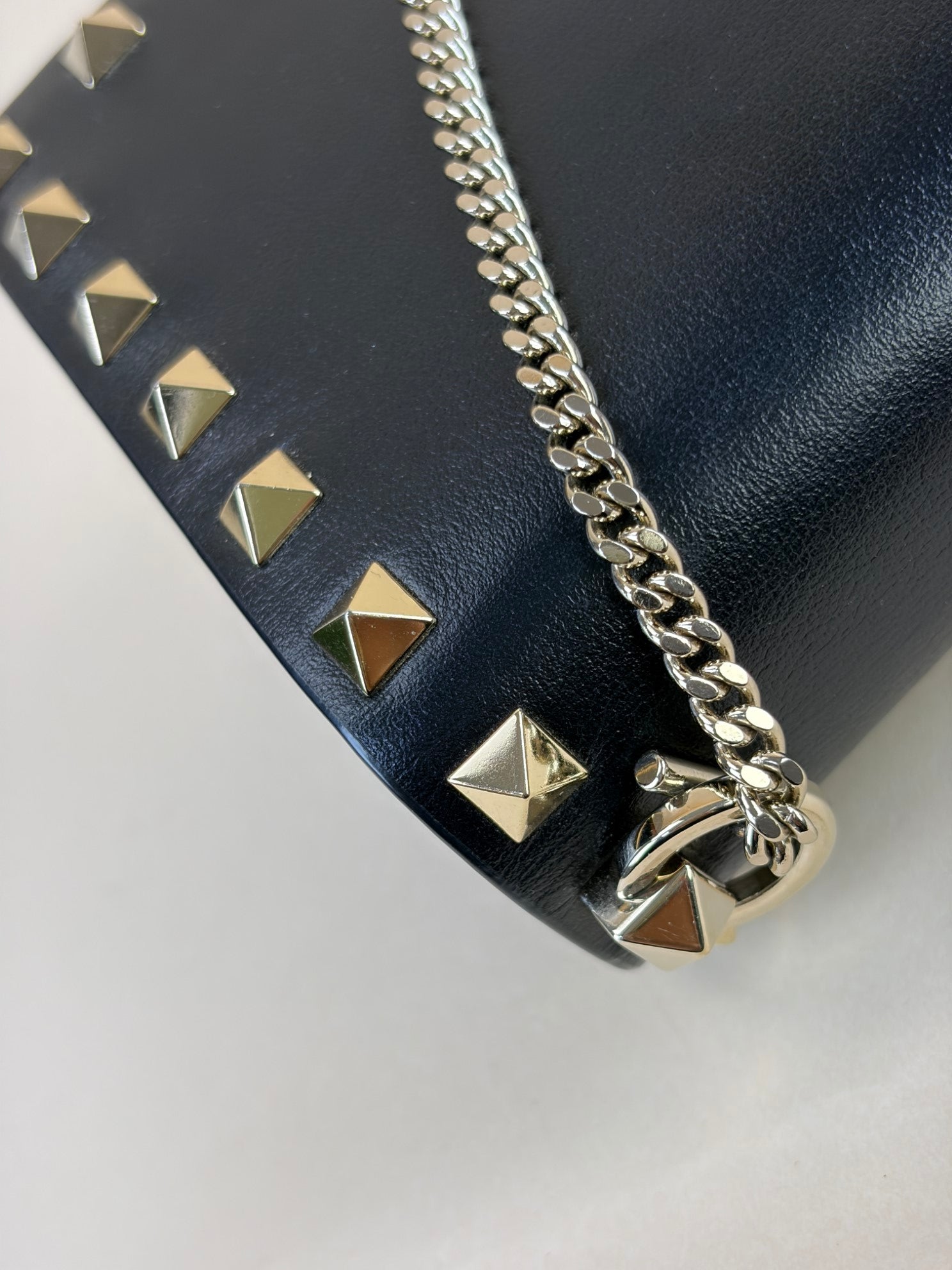 Valentino Black Rockstud Mini Wallet On Chain