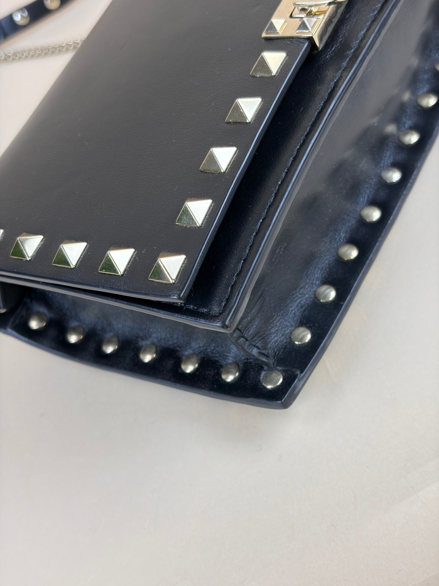 Valentino Black Rockstud Mini Wallet On Chain