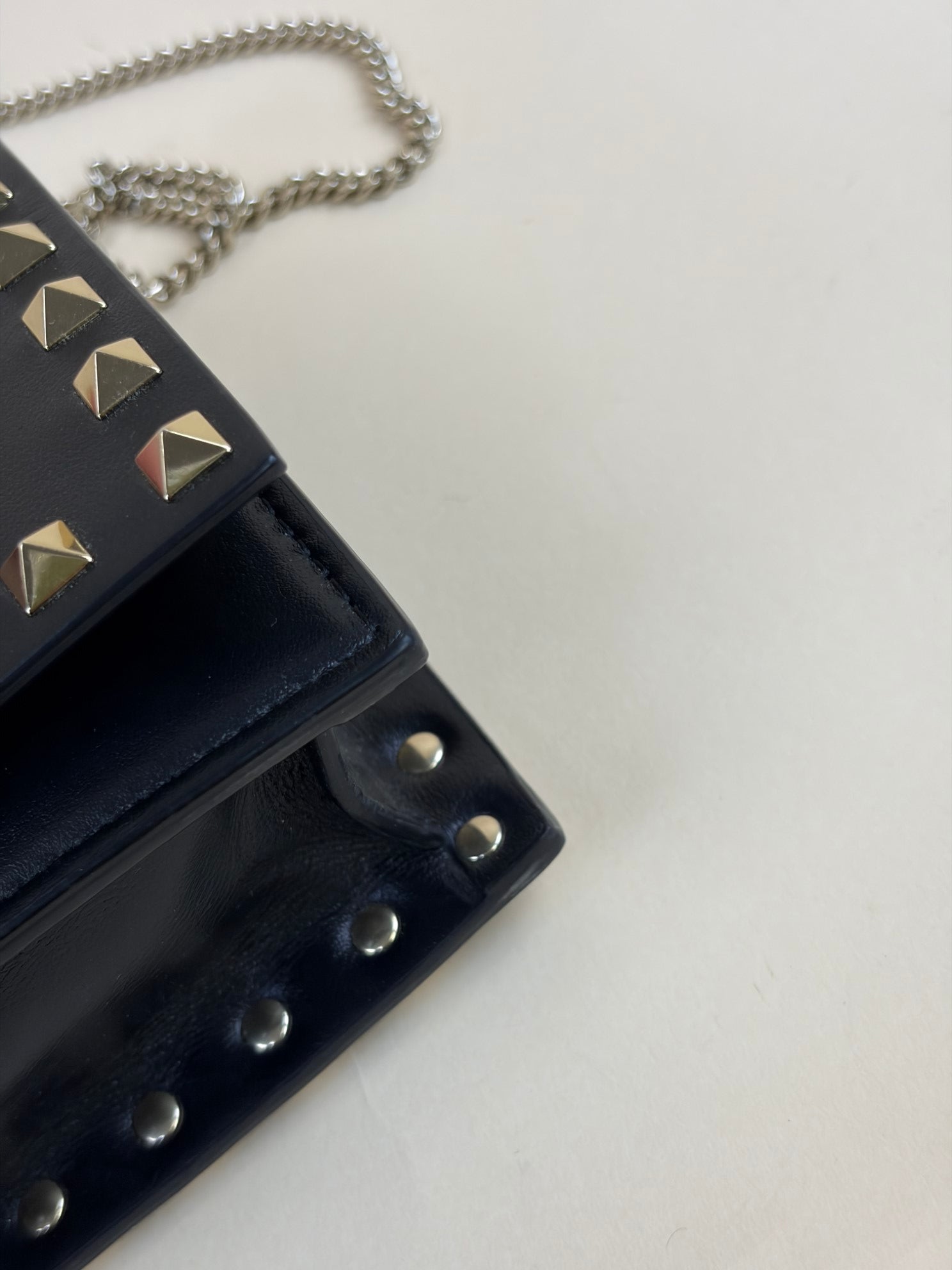 Valentino Black Rockstud Mini Wallet On Chain