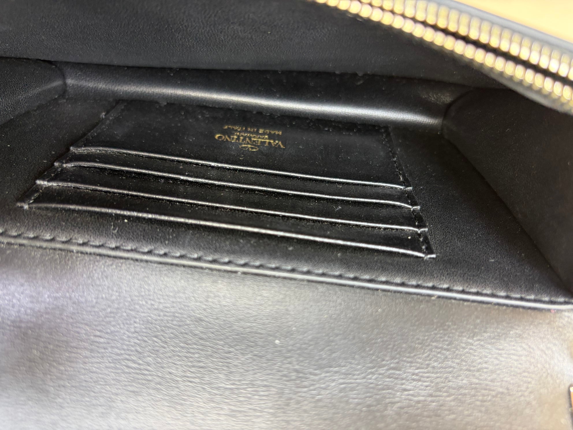 Valentino Black Rockstud Mini Wallet On Chain