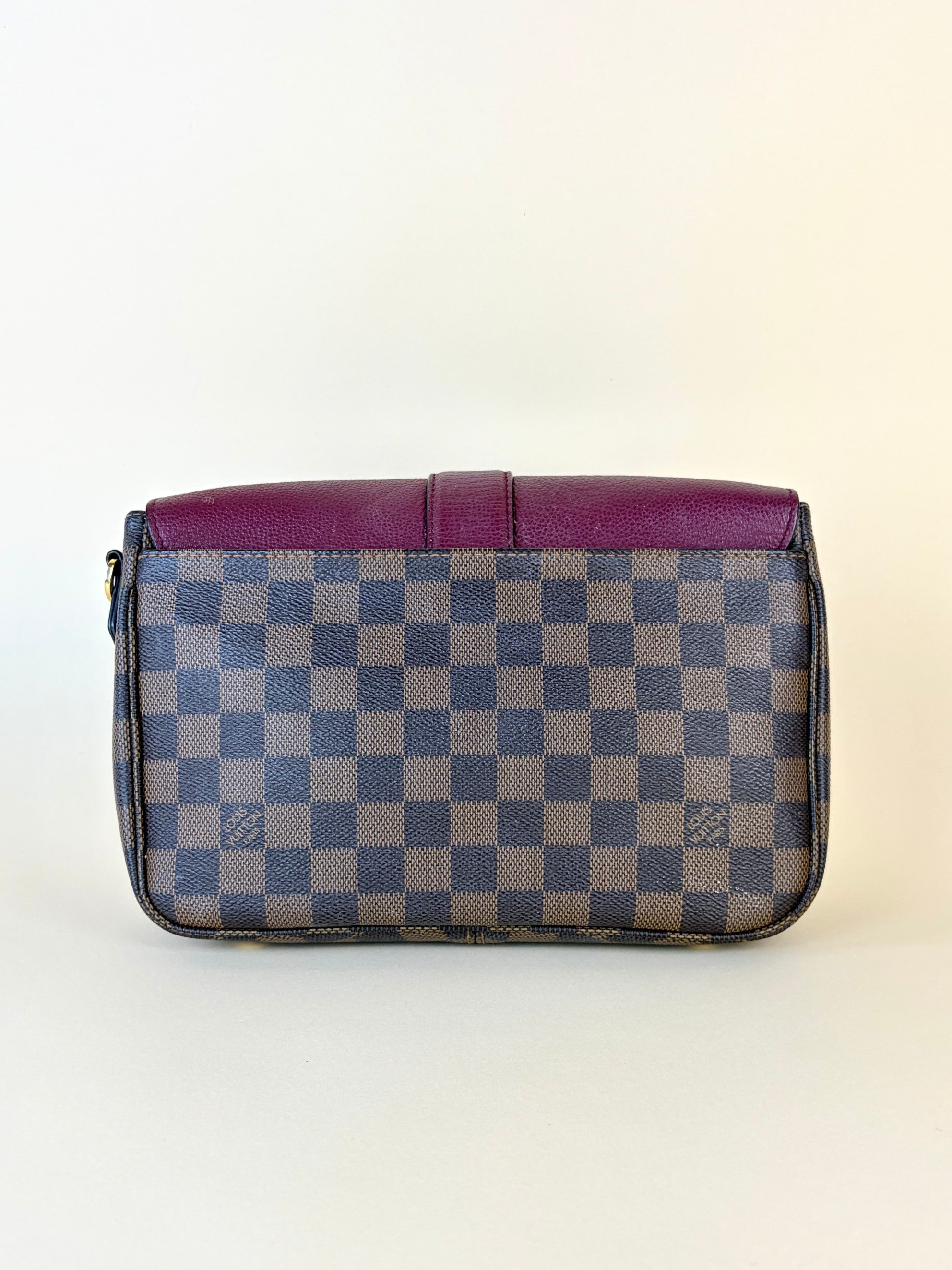 louis Vuitton raisin calfskin Damier ebene canvas clapton cross body bag