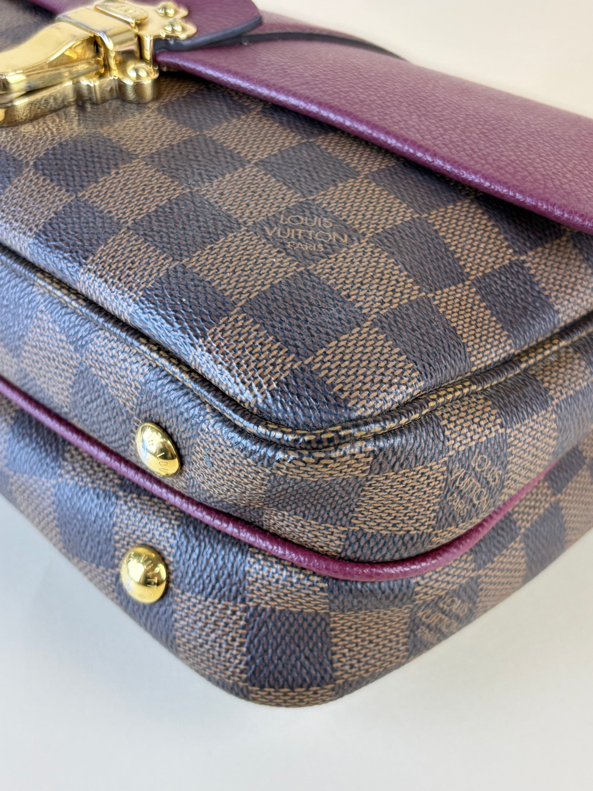 louis Vuitton raisin calfskin Damier ebene canvas clapton cross body bag