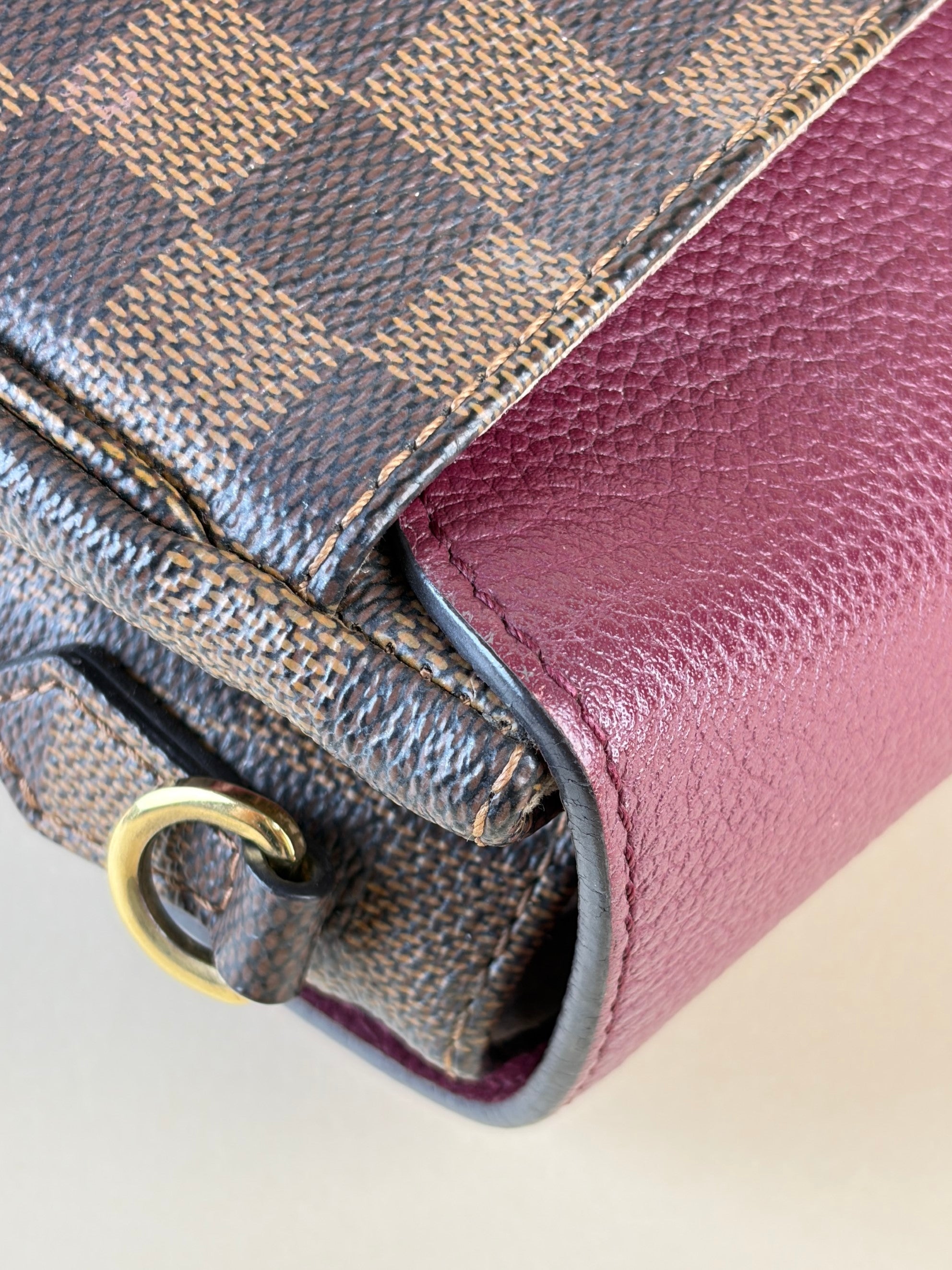 louis Vuitton raisin calfskin Damier ebene canvas clapton cross body bag