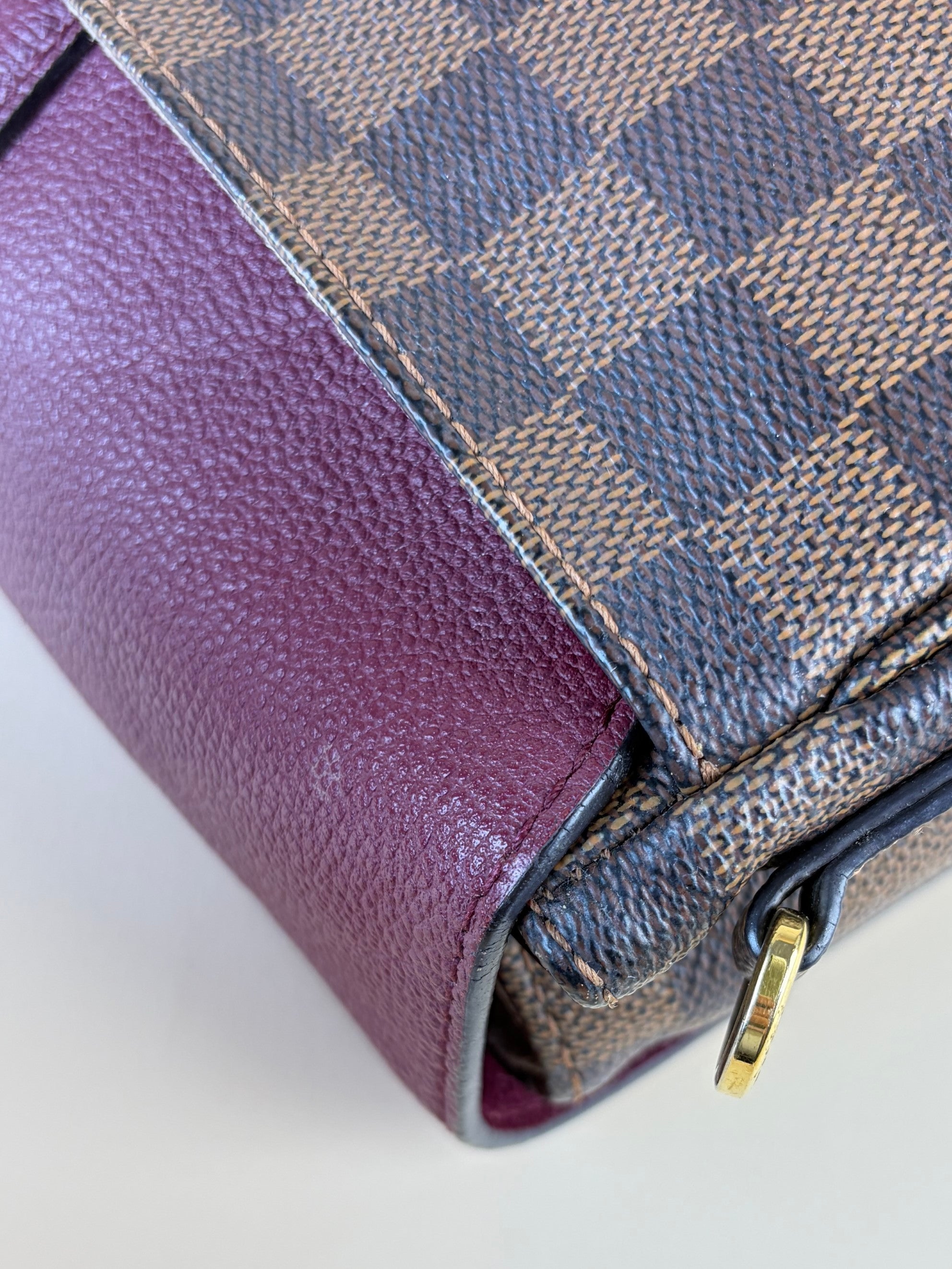 louis Vuitton raisin calfskin Damier ebene canvas clapton cross body bag
