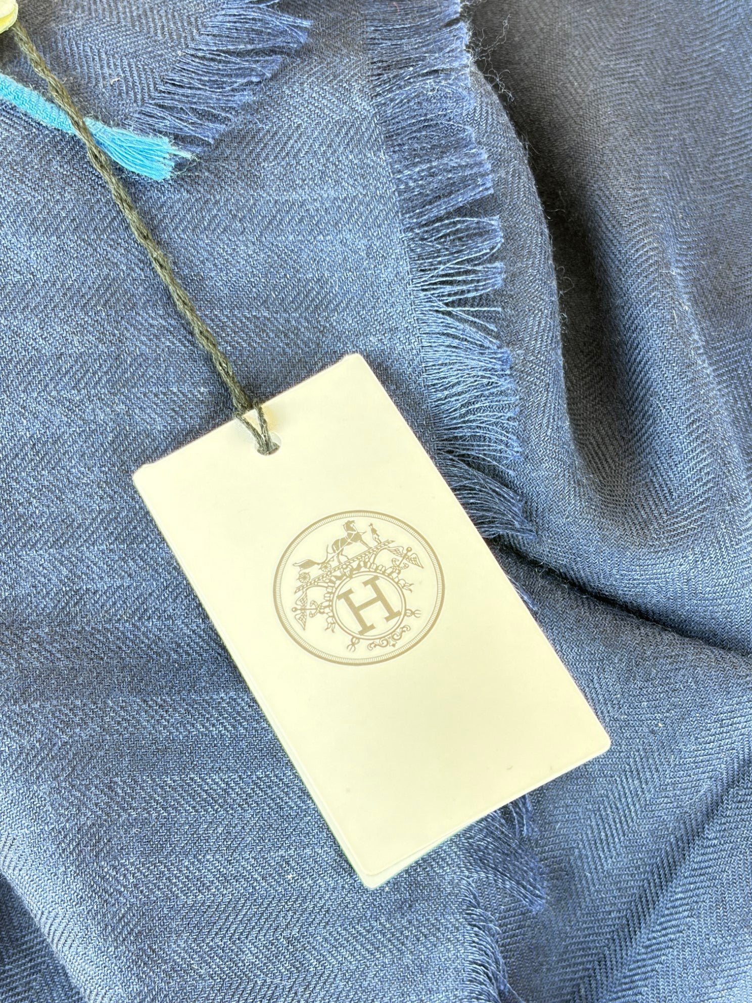 Hermes Marine Cashmere Silk The Parade Shawl 140