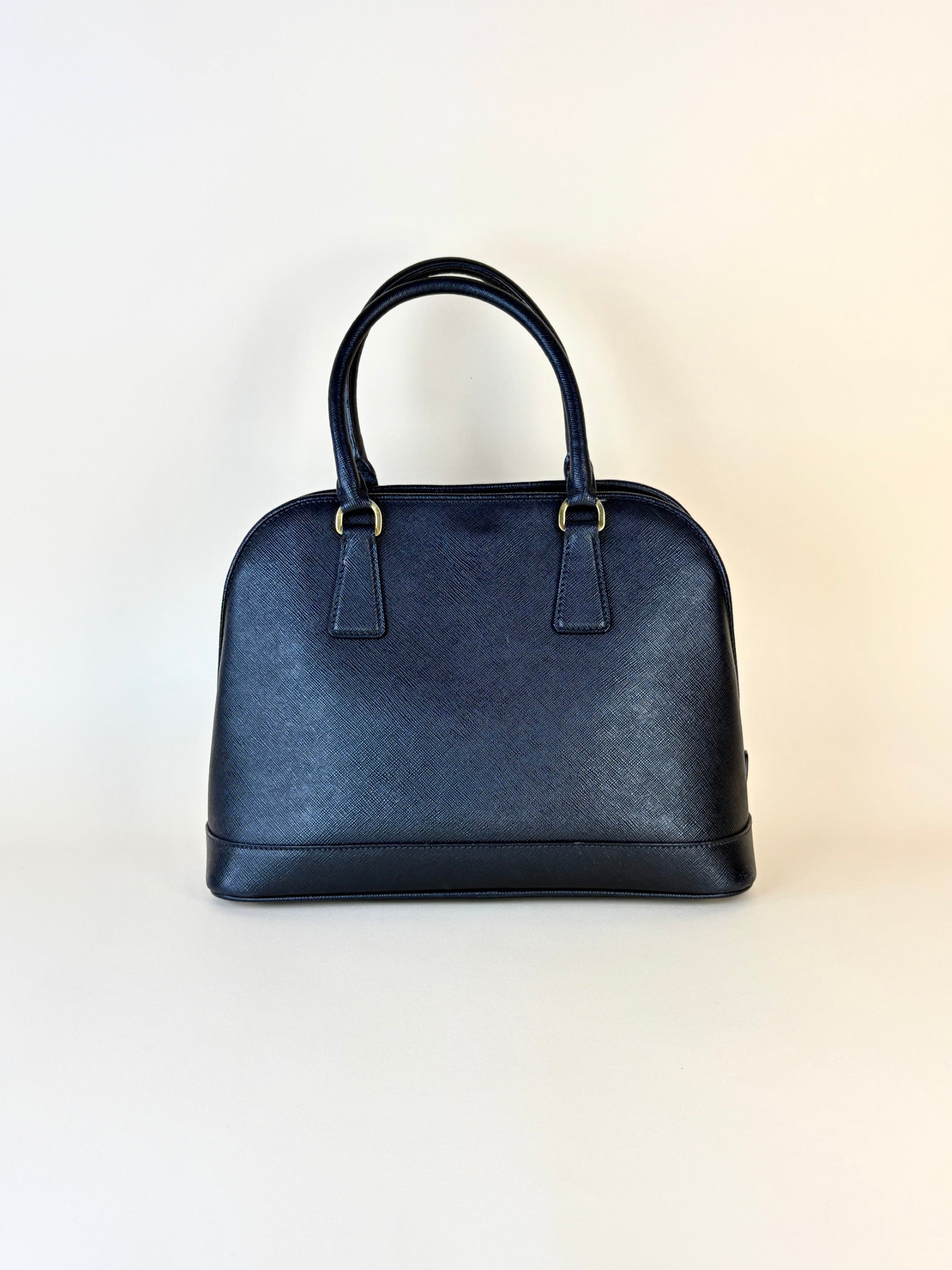 Prada black saffanio leather open promenade tote bag