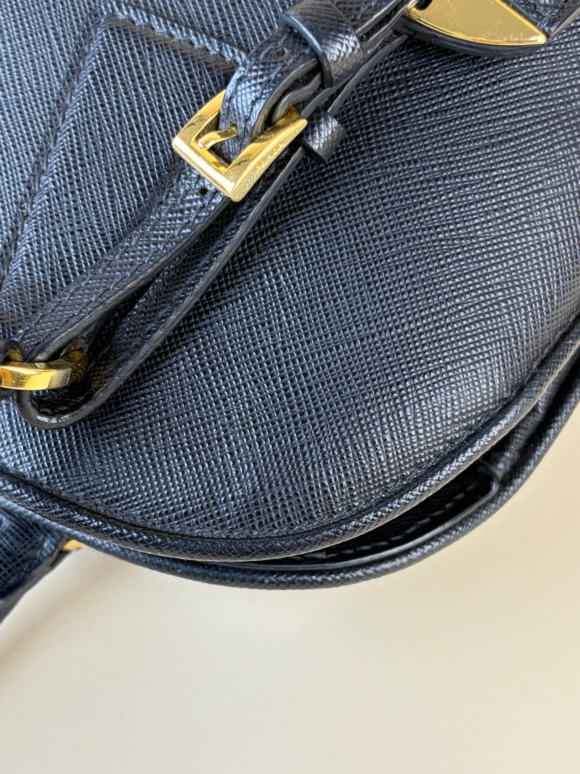 Prada black saffanio leather open promenade tote bag