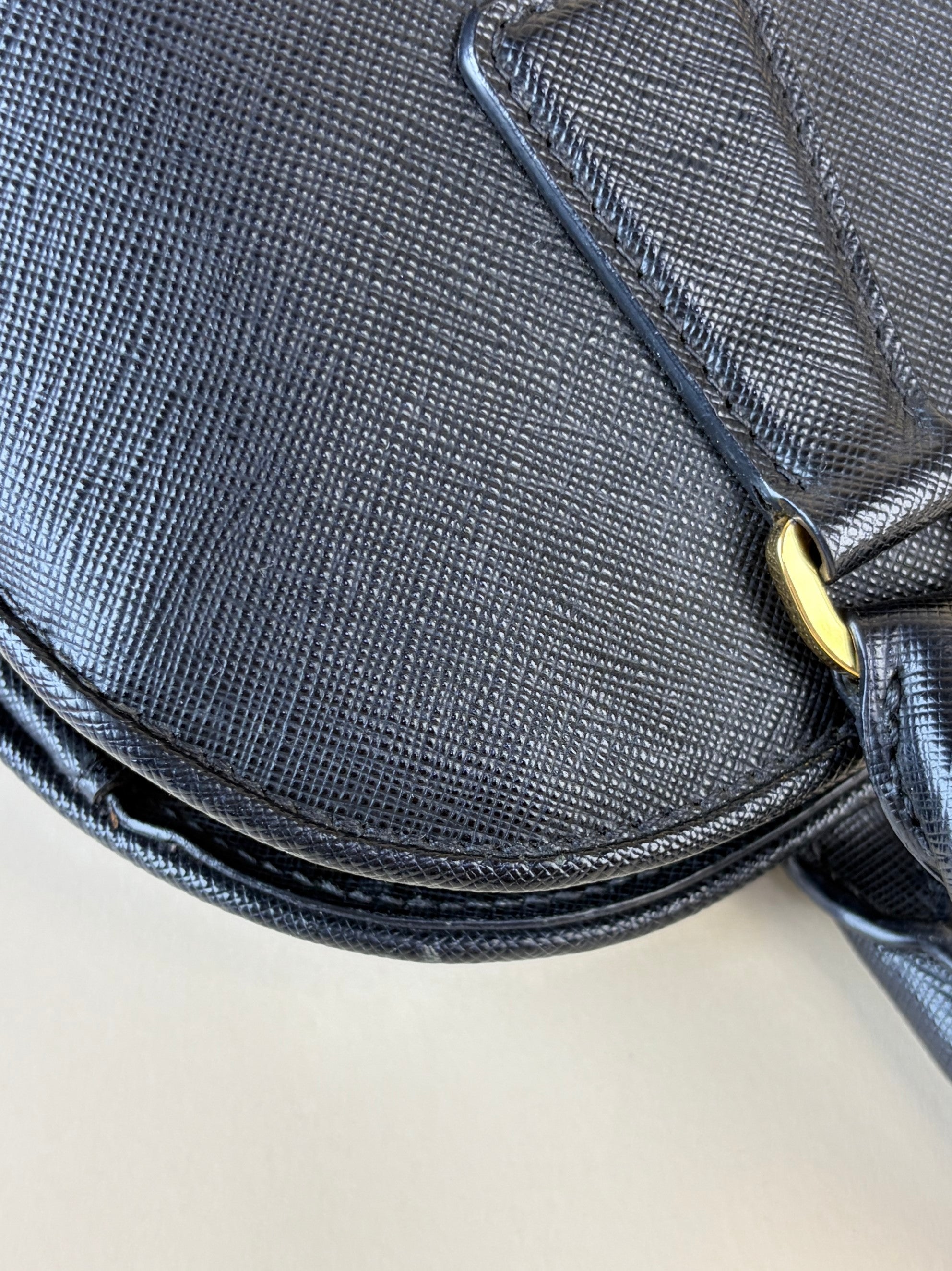 Prada black saffanio leather open promenade tote bag