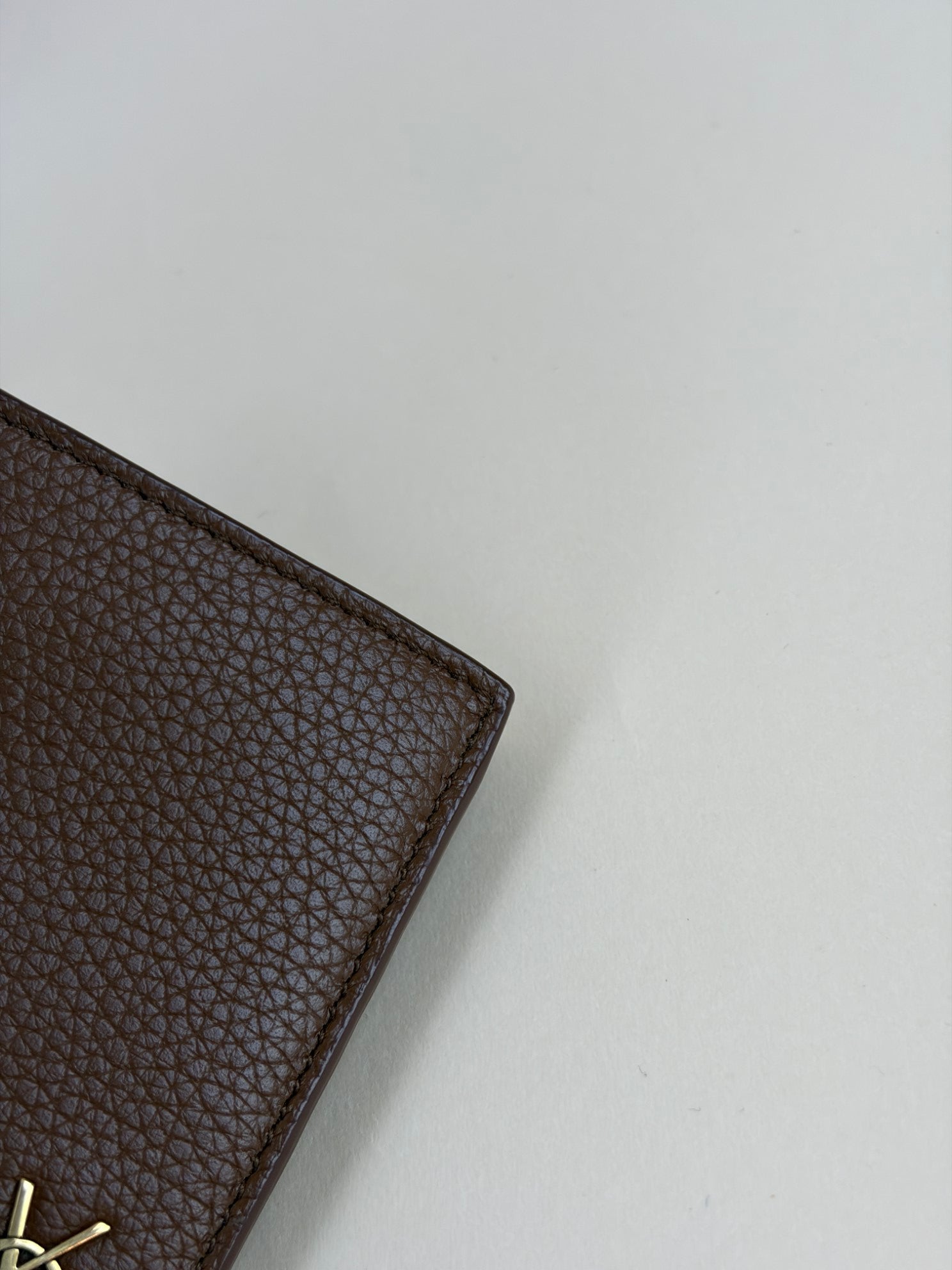 YSL Brown Tiny Cassandre East/West Wallet