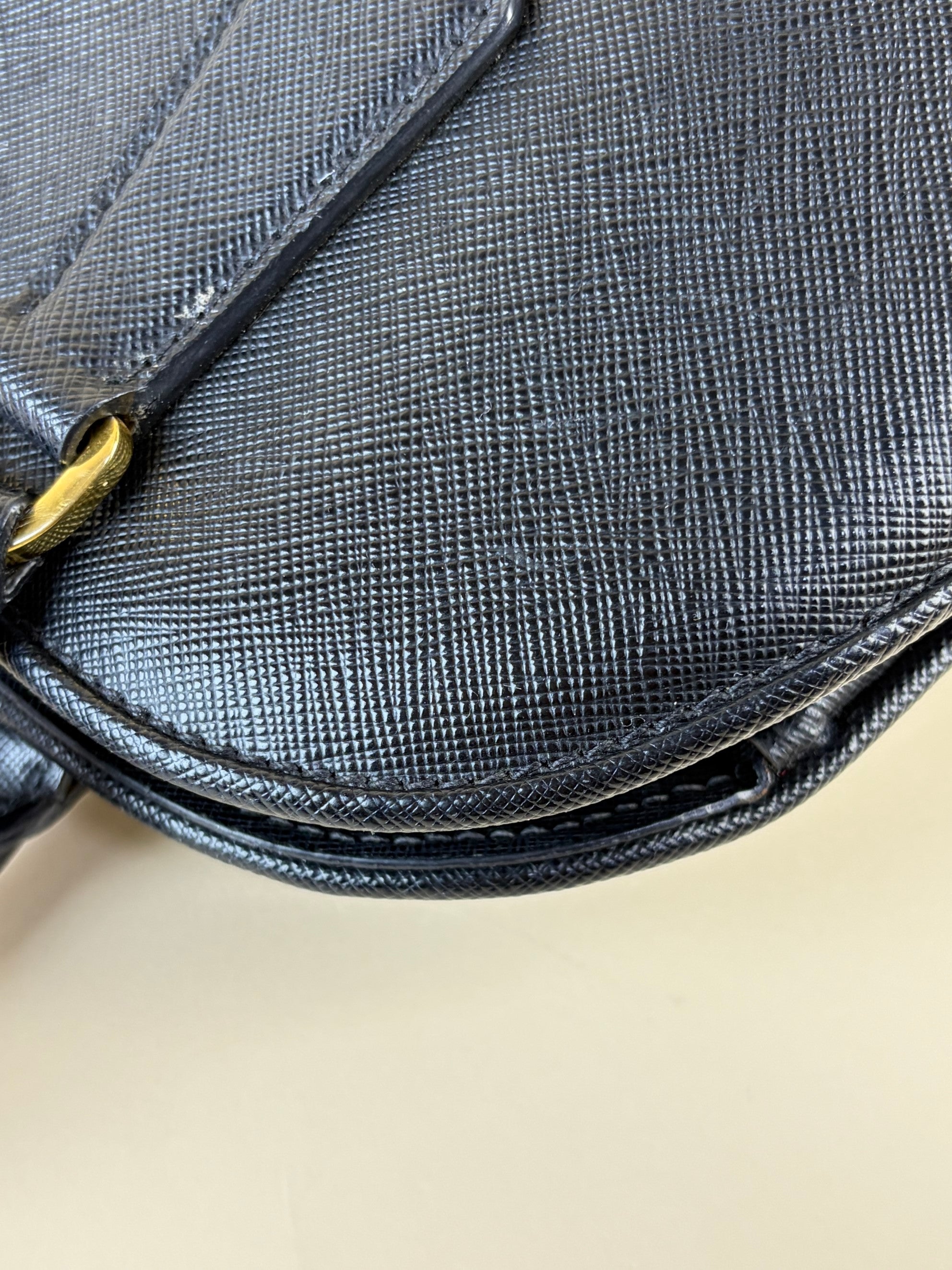 Prada black saffanio leather open promenade tote bag