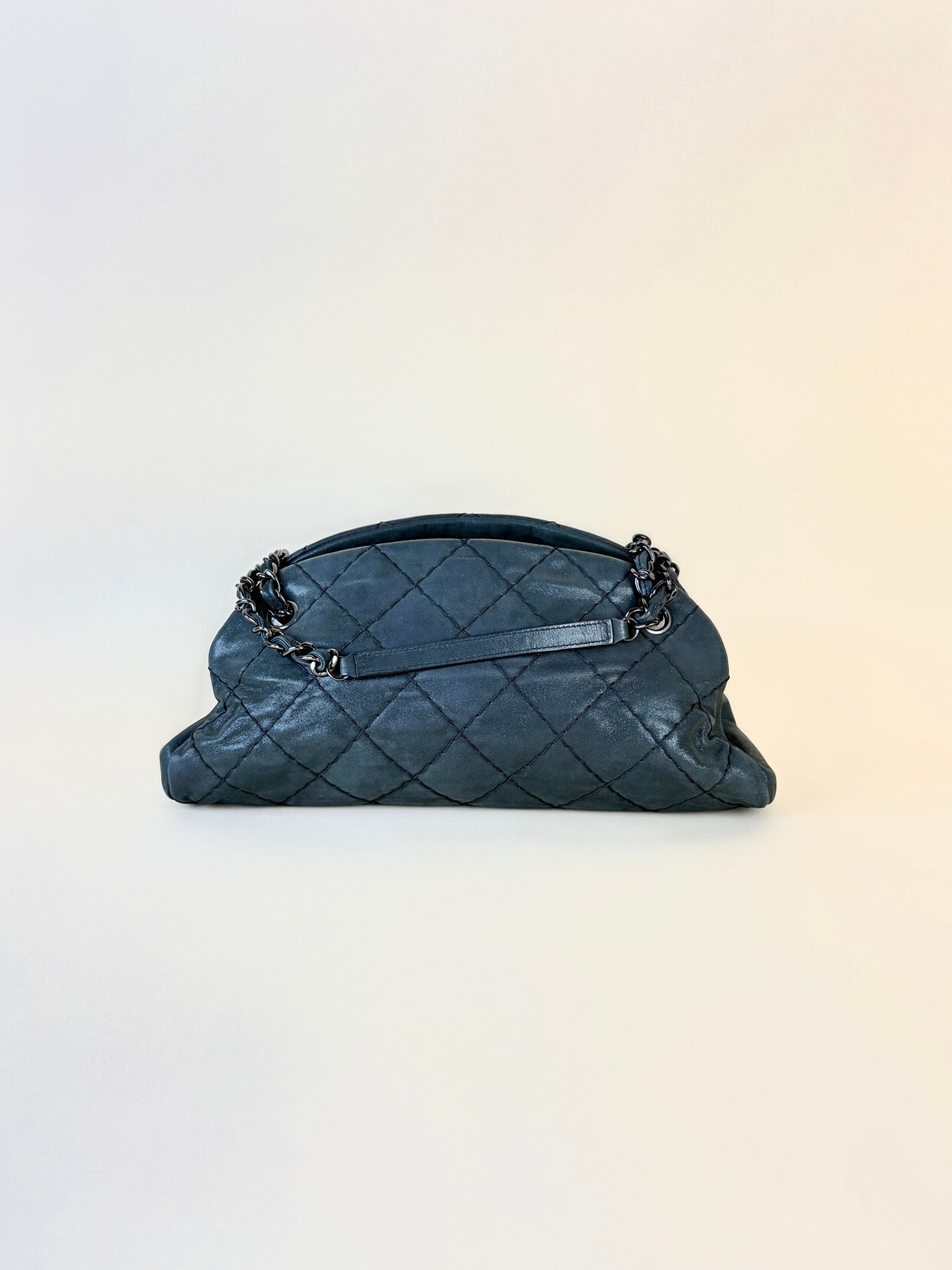 Chanel black iridescent quilted calfskin leather just mademoiselle bowler bag