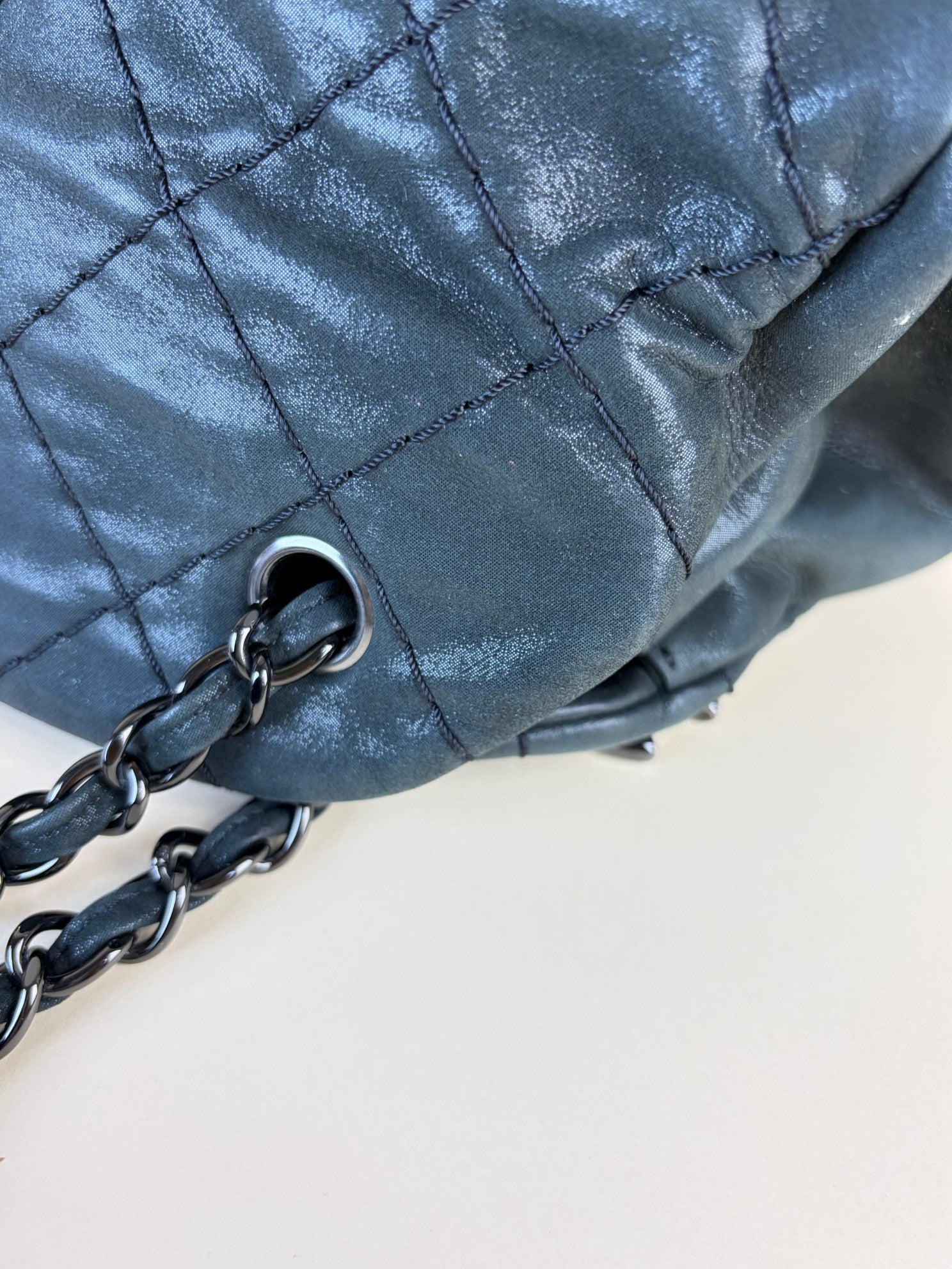 Chanel black iridescent quilted calfskin leather just mademoiselle bowler bag