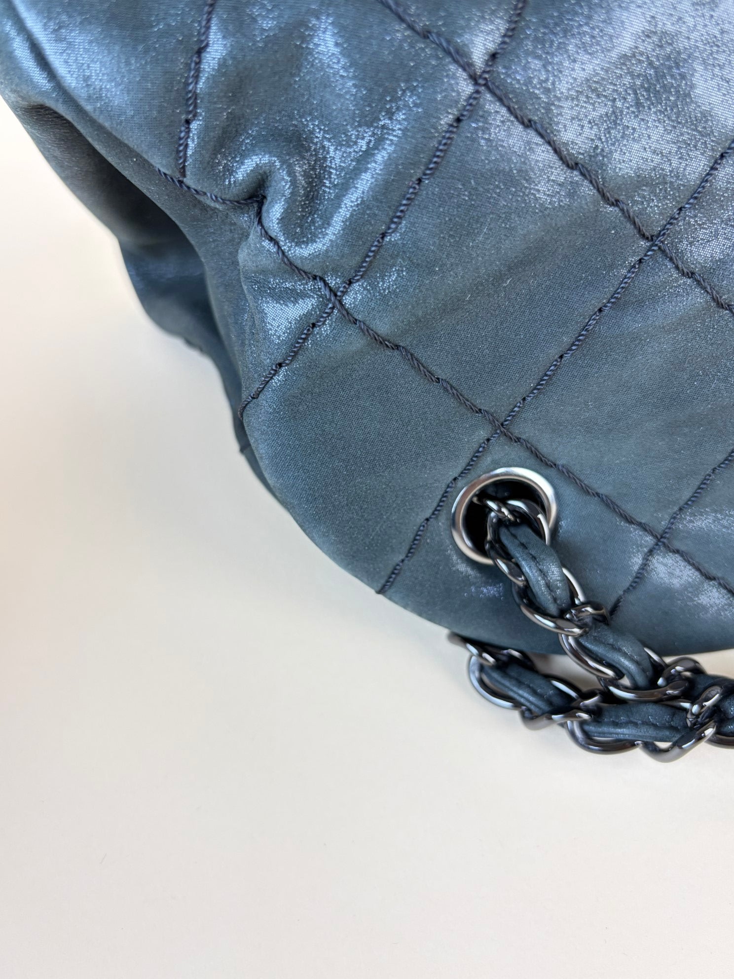 Chanel black iridescent quilted calfskin leather just mademoiselle bowler bag
