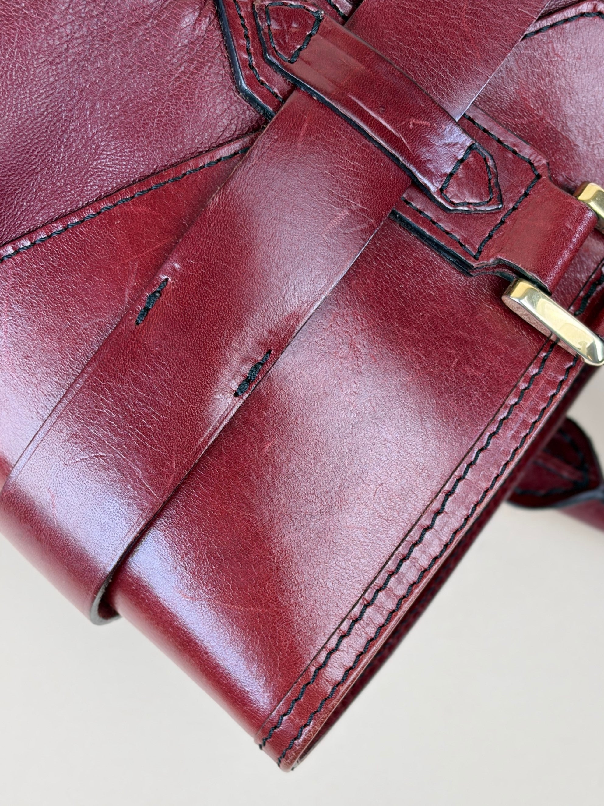 Burberry burgundy soft leather lambskin inhere medium tote bag