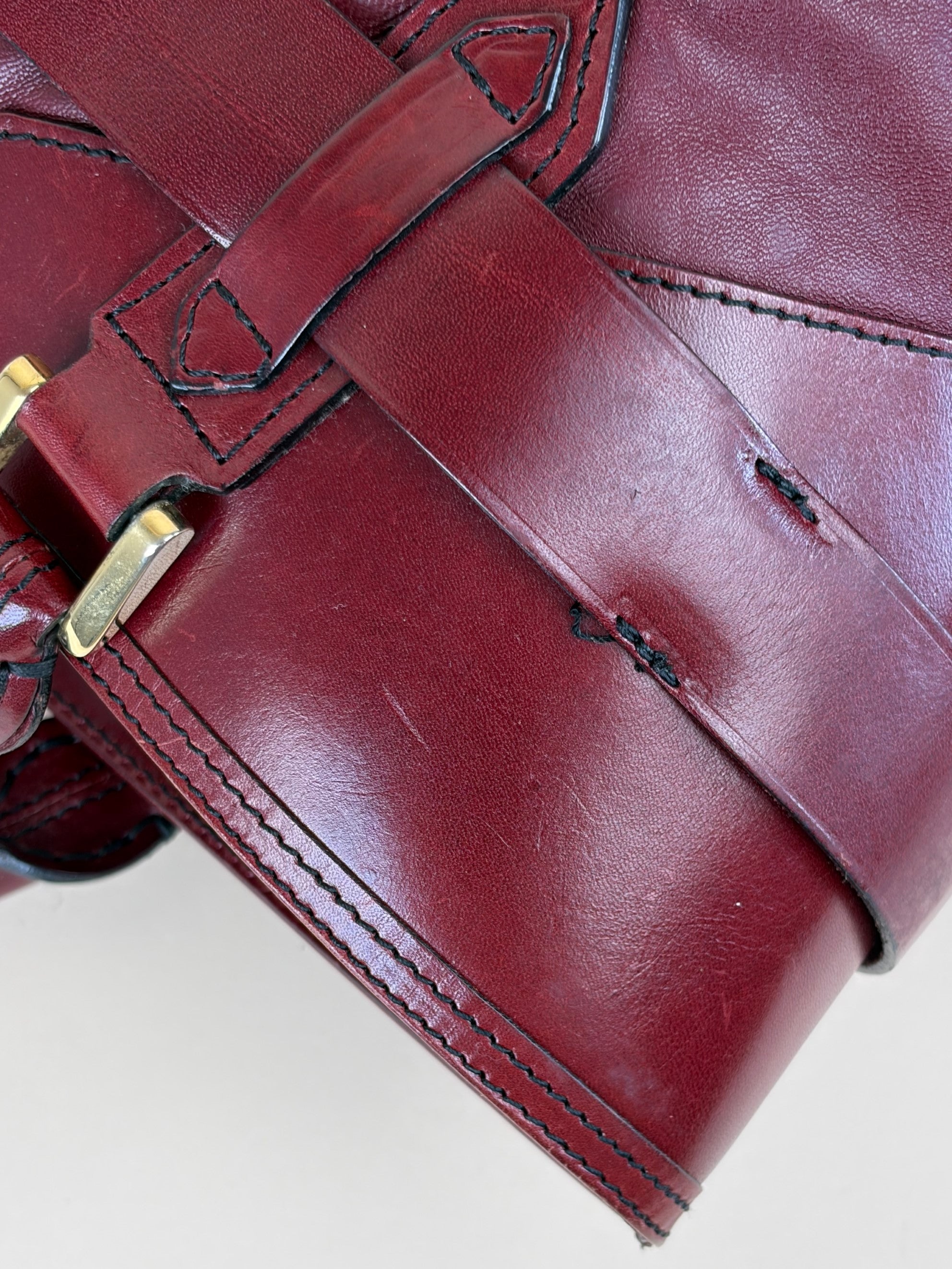 Burberry burgundy soft leather lambskin inhere medium tote bag