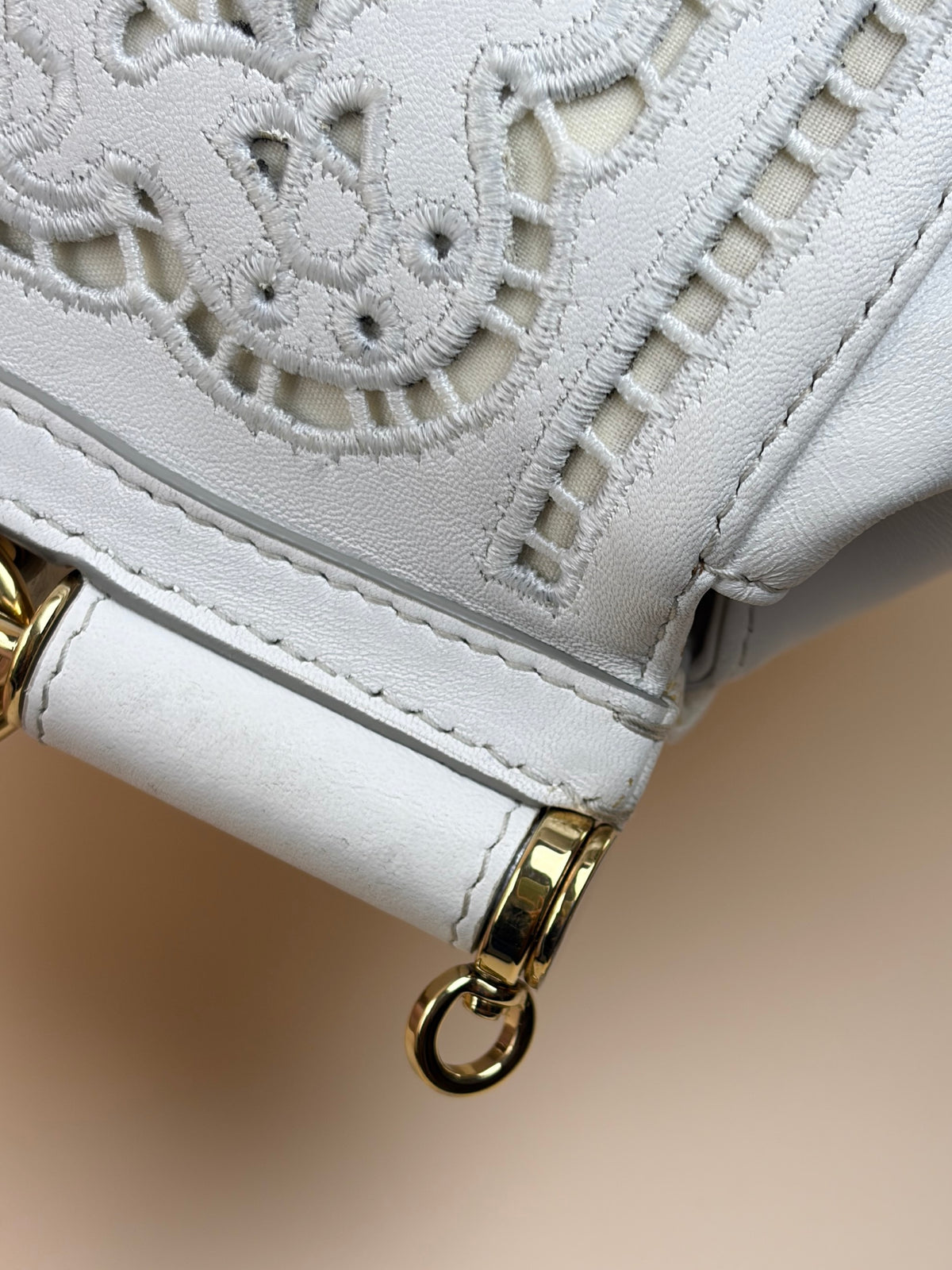 Dolce & Gabbana white Embroidered Laser Cut Miss Sicily Medium Bag