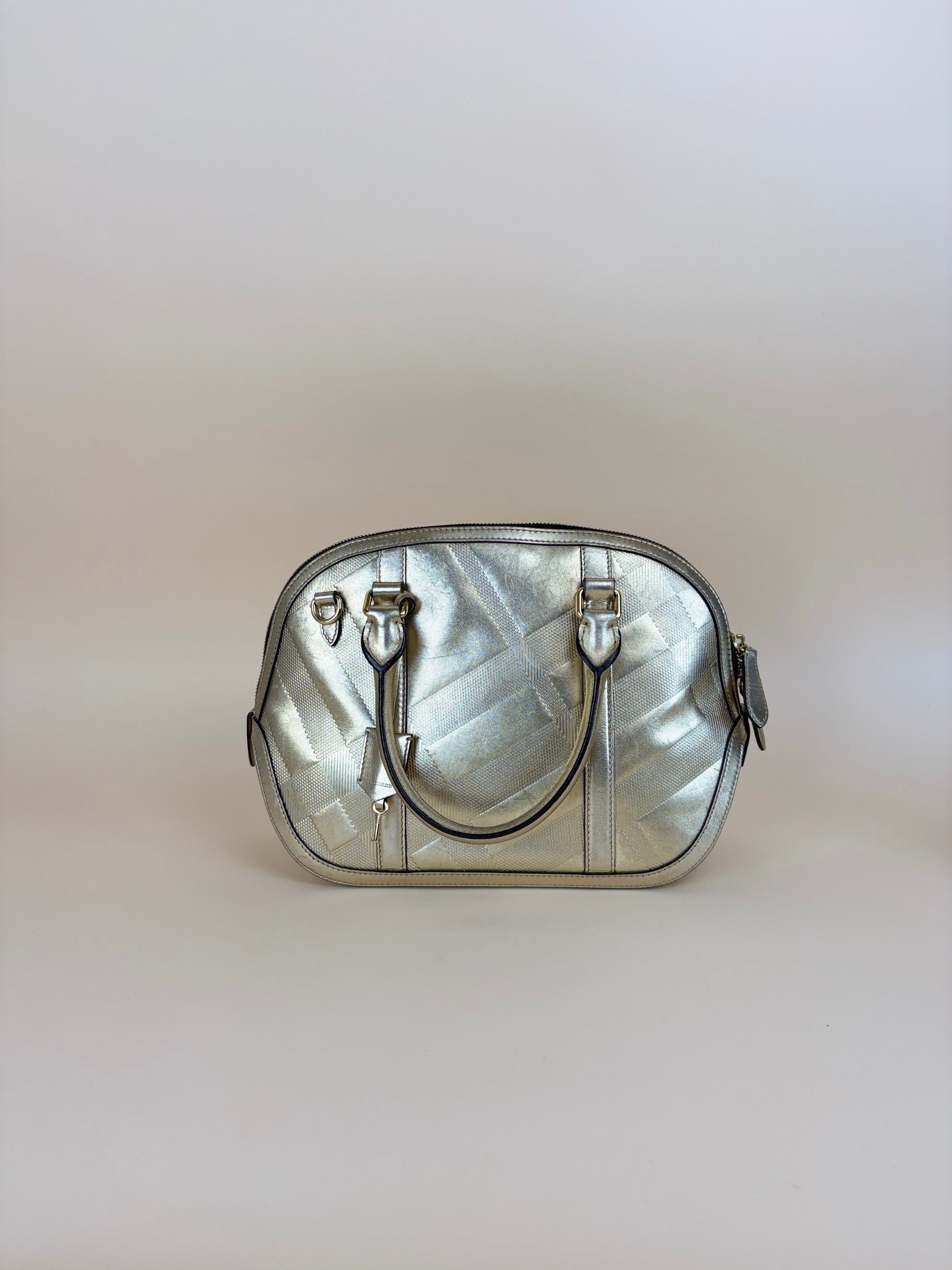 Burberry orchard bowling bag gold metallic top handle