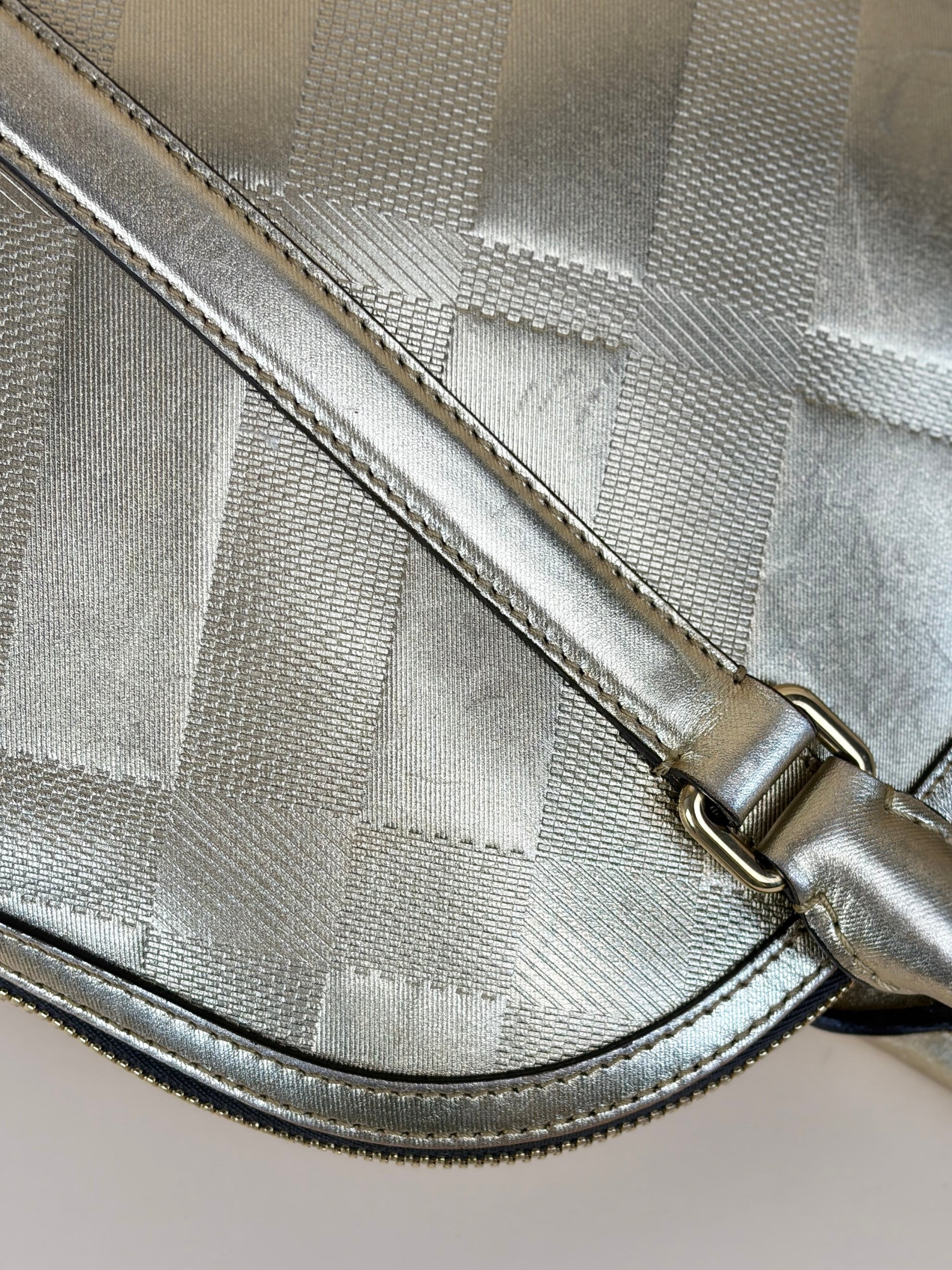 Burberry orchard bowling bag gold metallic top handle