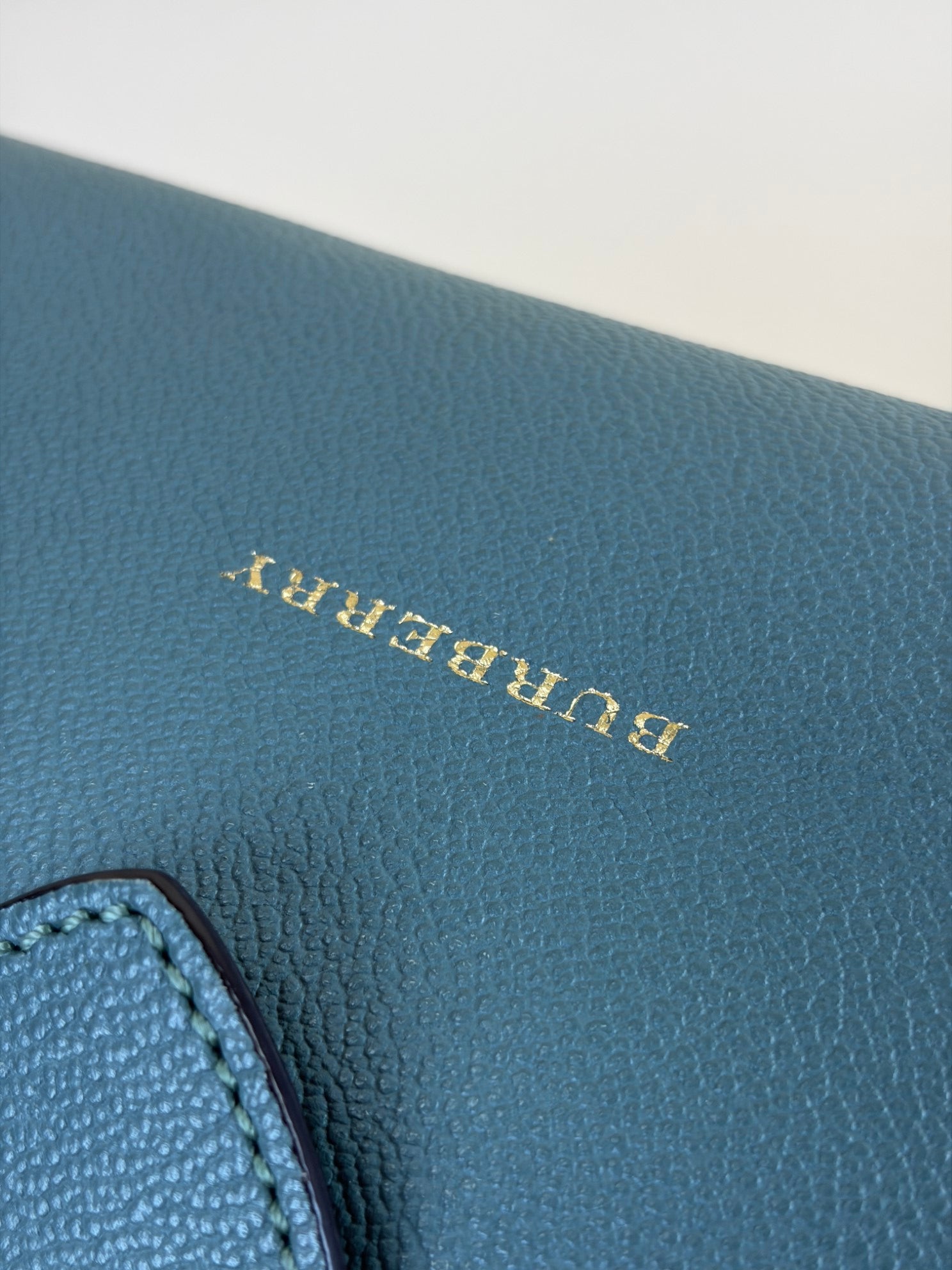 Burberry grained leather green buckle medium tote bag