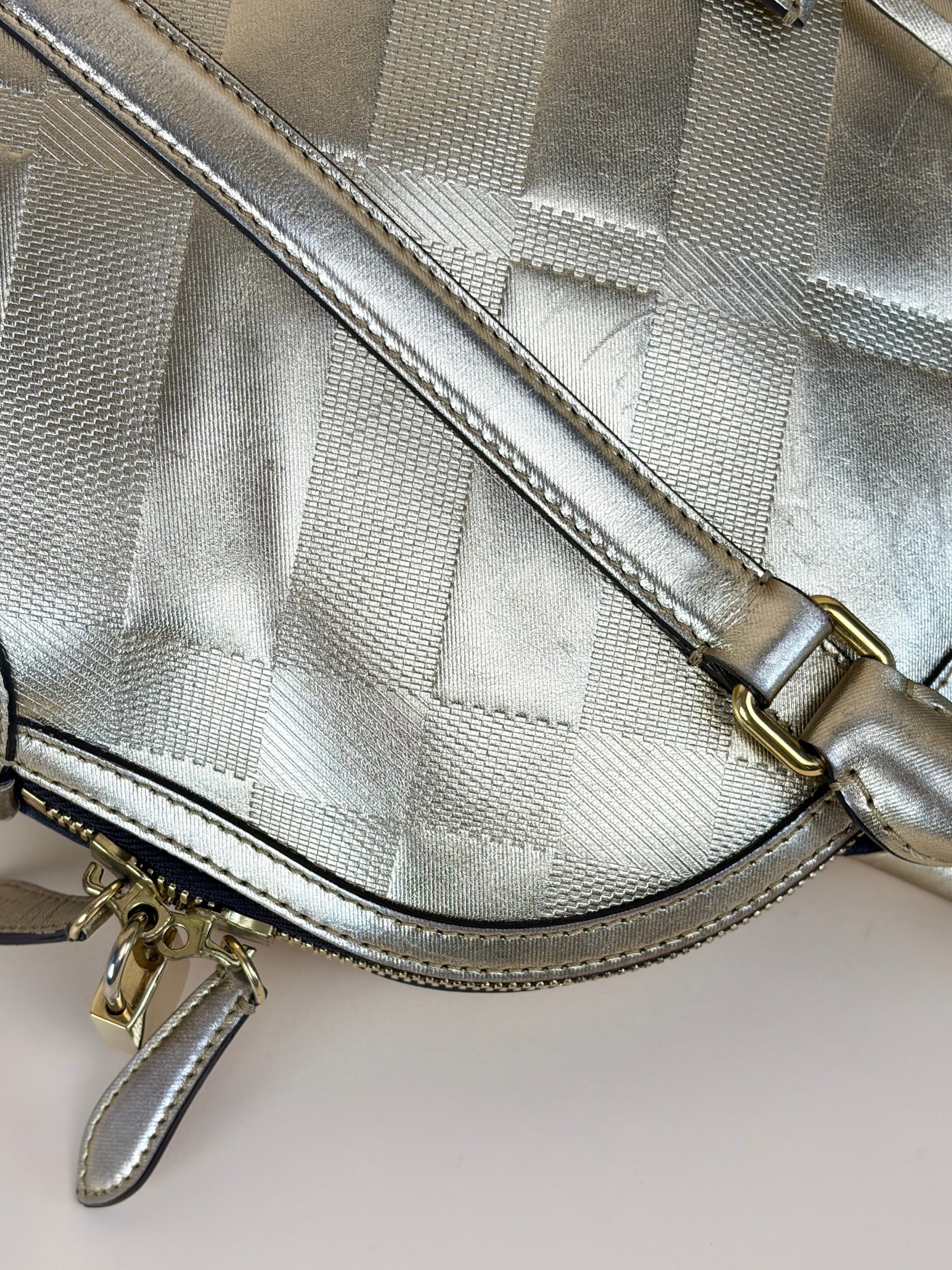 Burberry orchard bowling bag gold metallic top handle