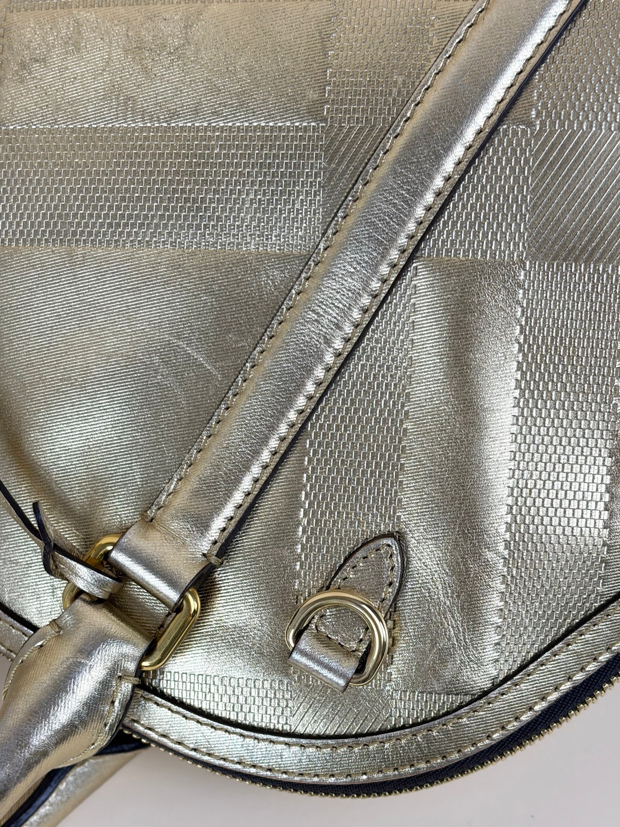 Burberry orchard bowling bag gold metallic top handle
