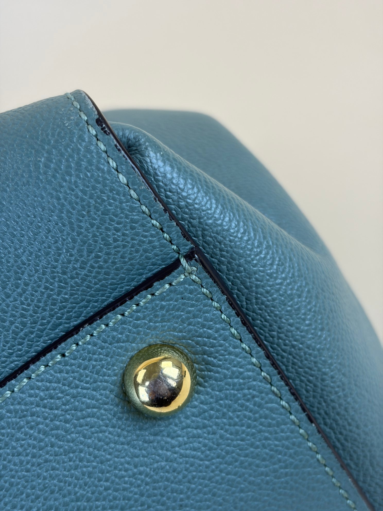 Burberry grained leather green buckle medium tote bag